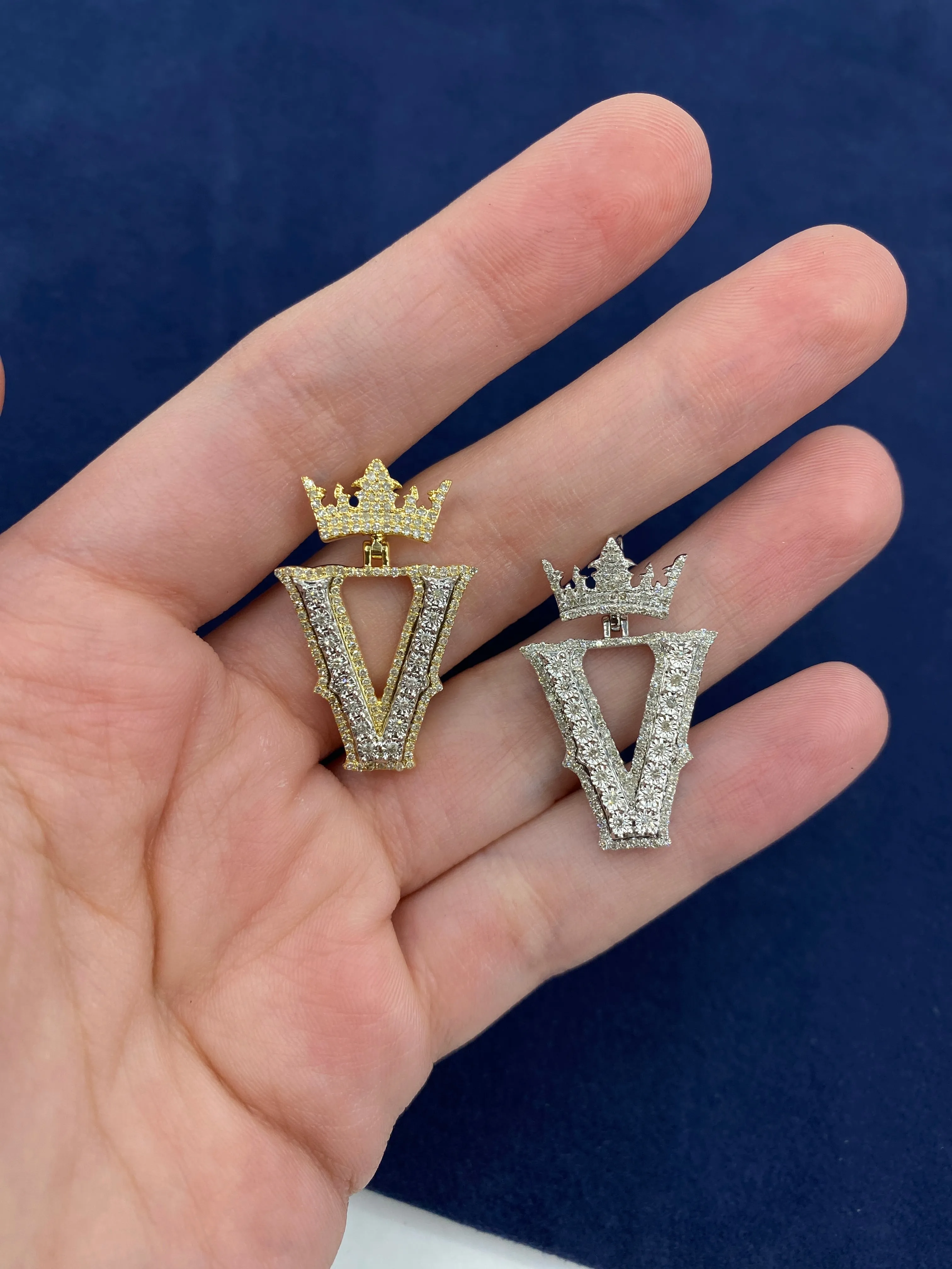 10K Popular Crown Initial Pendant
