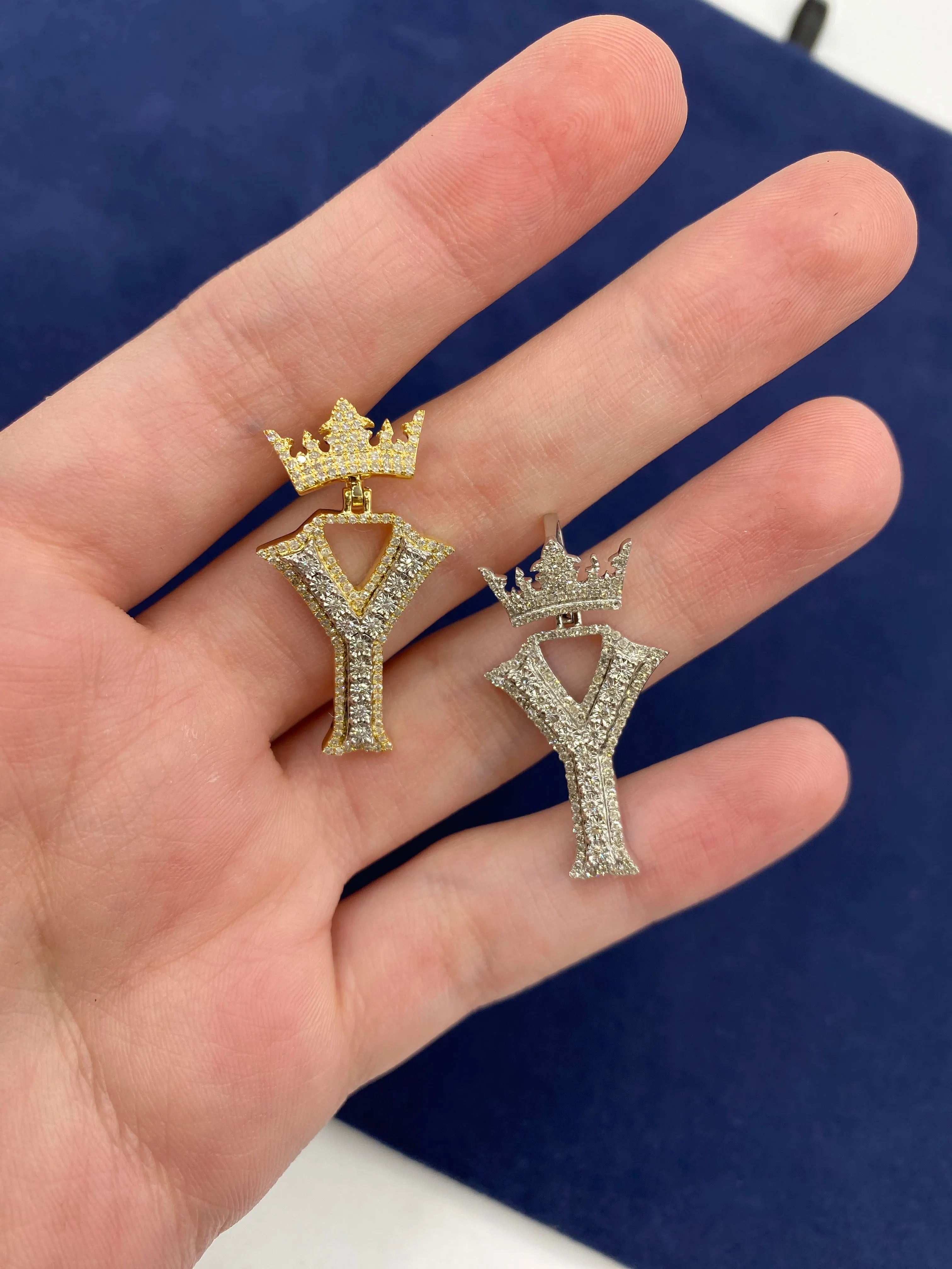10K Popular Crown Initial Pendant