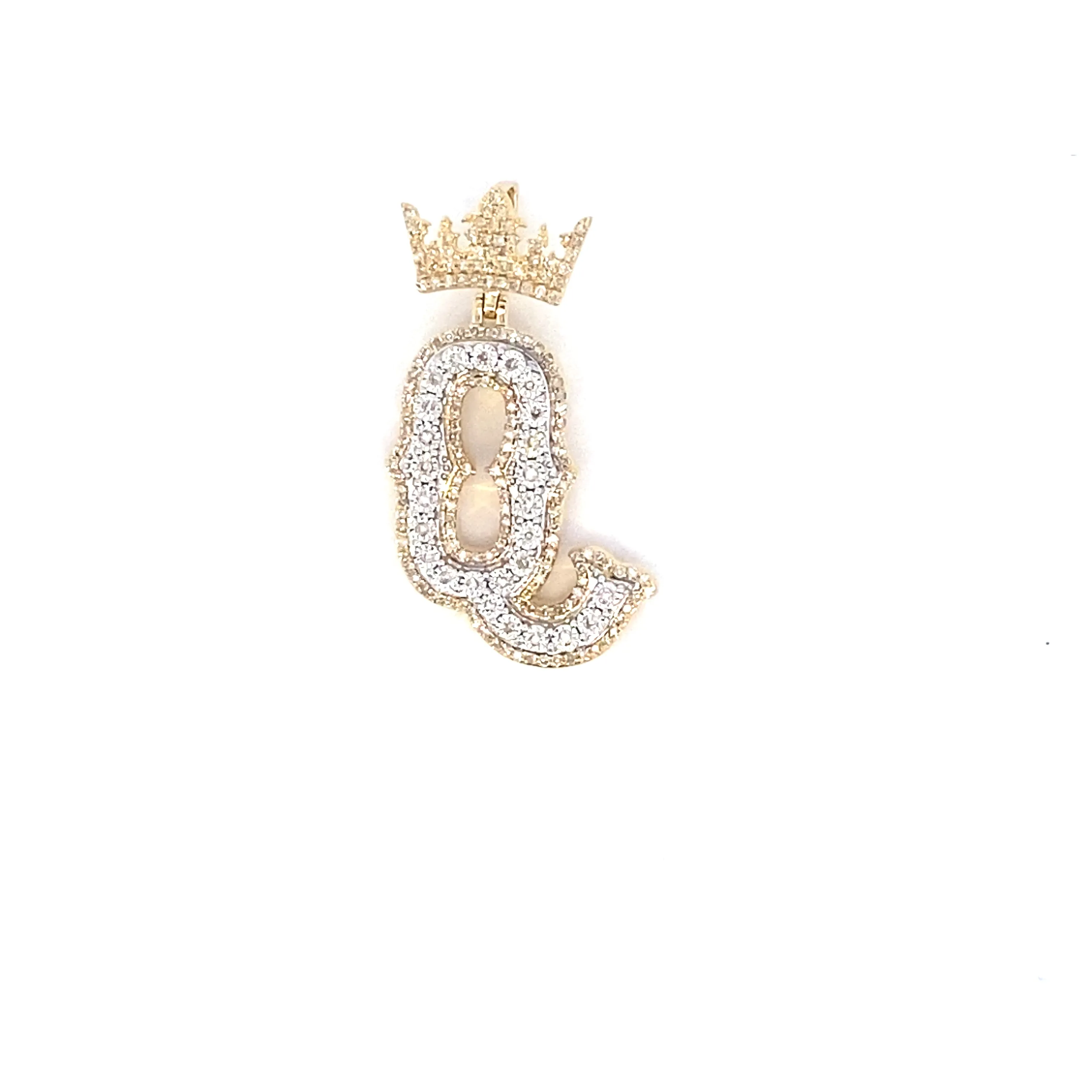10K Popular Crown Initial Pendant