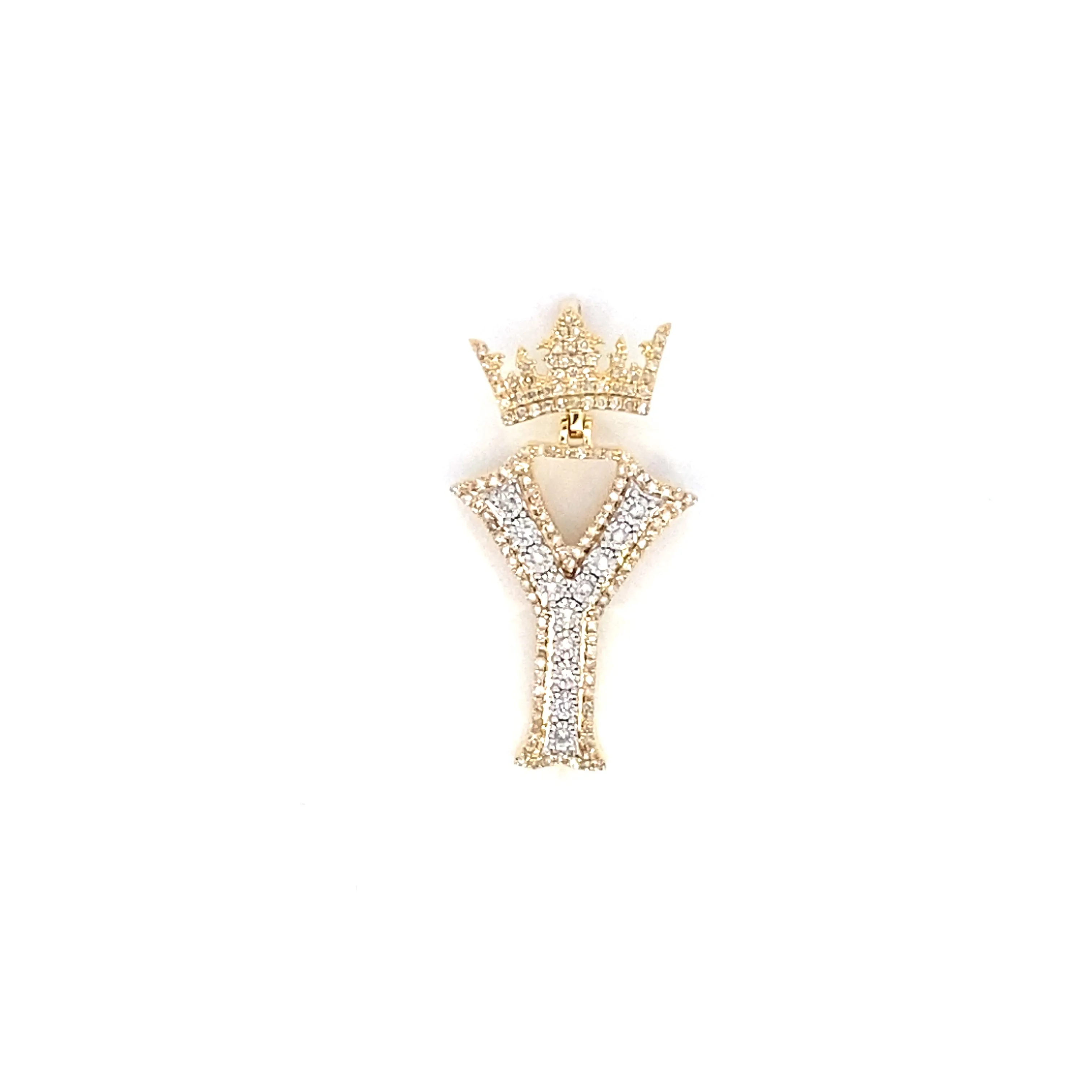 10K Popular Crown Initial Pendant