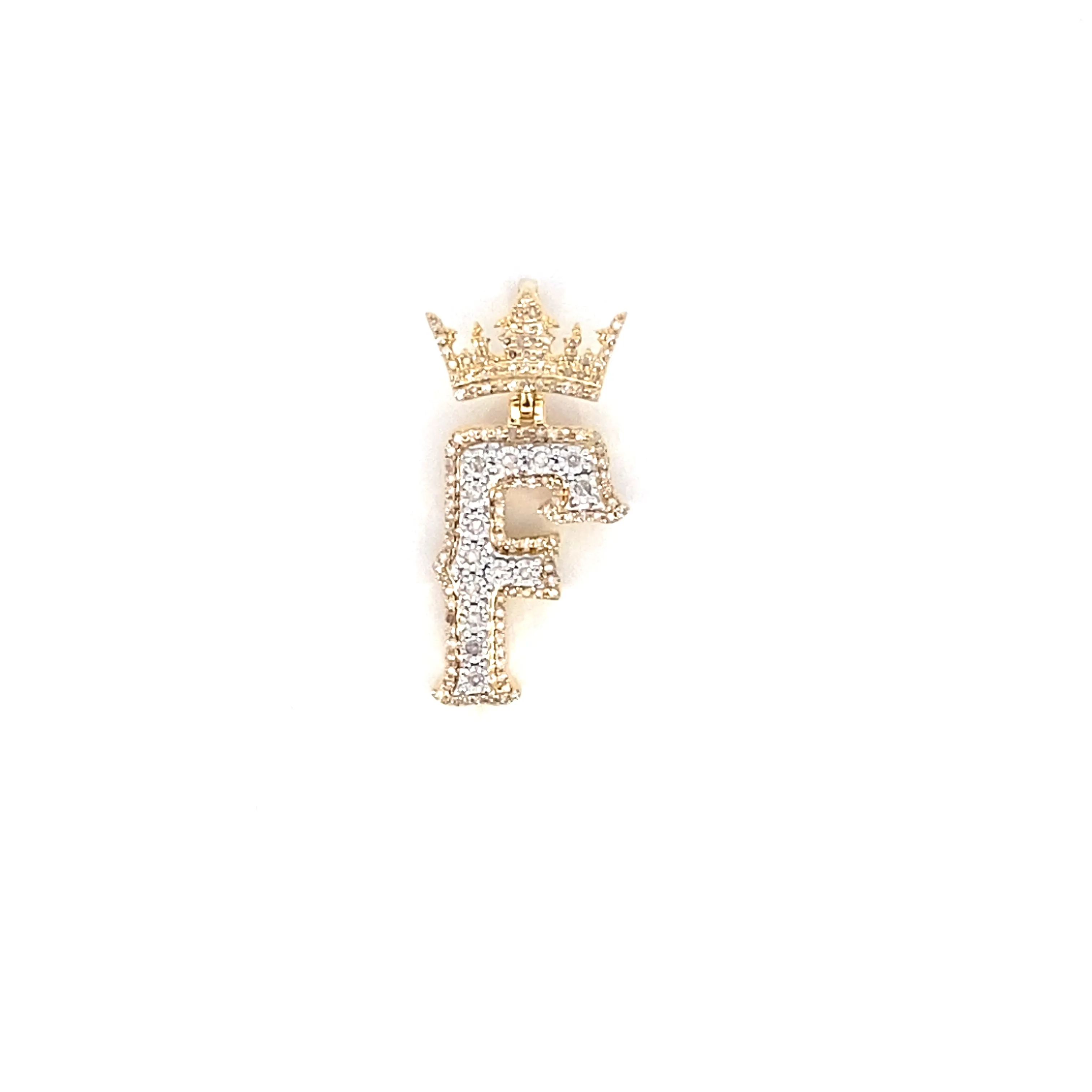 10K Popular Crown Initial Pendant