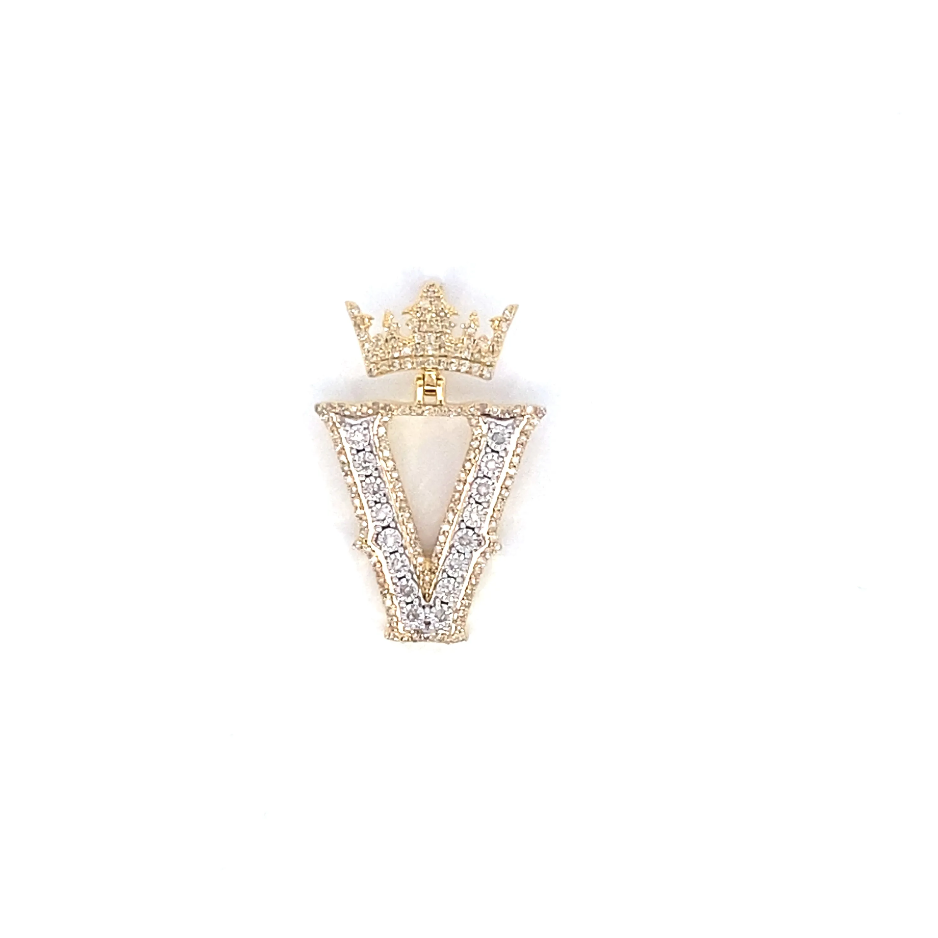 10K Popular Crown Initial Pendant