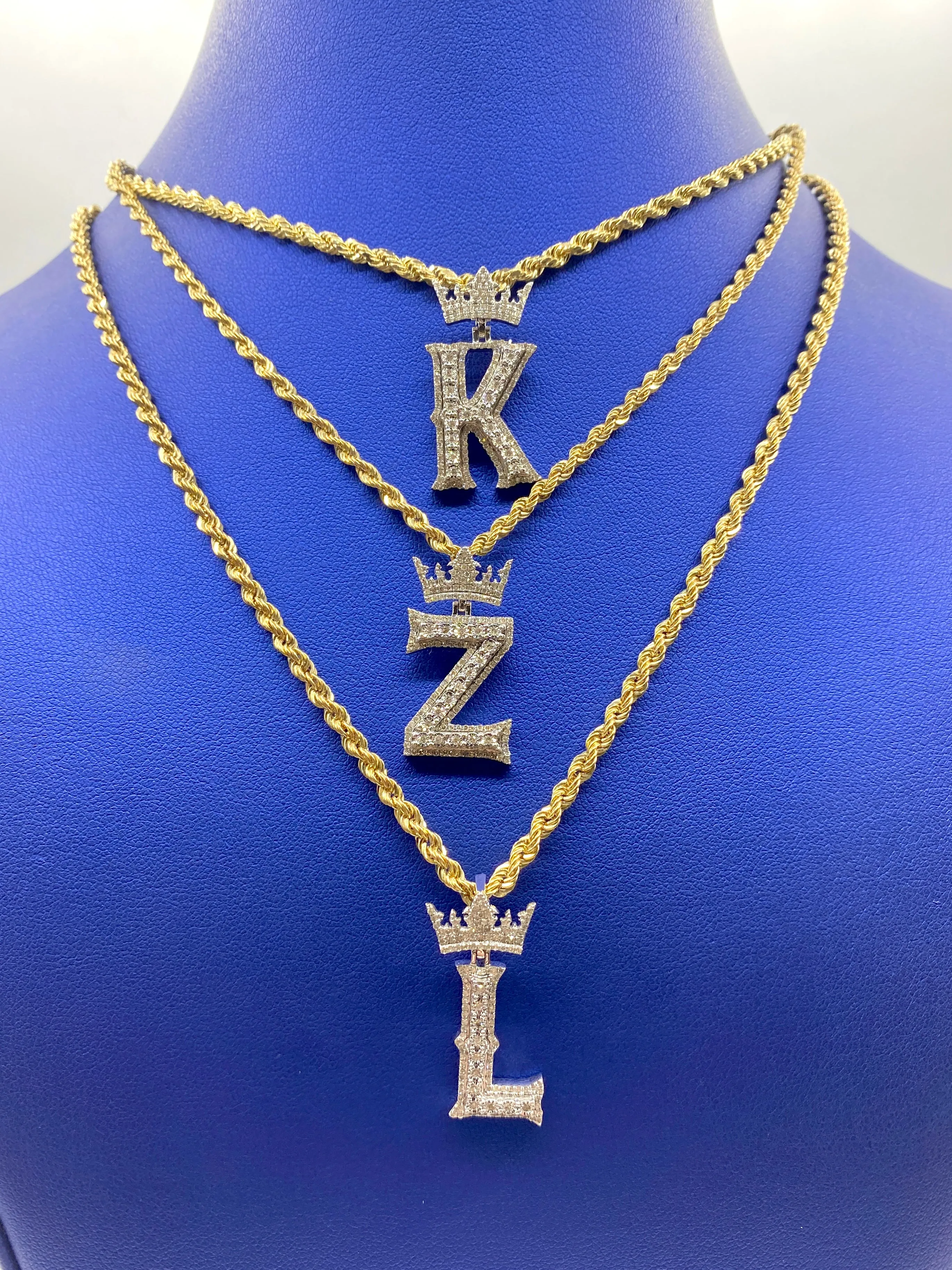 10K Popular Crown Initial Pendant