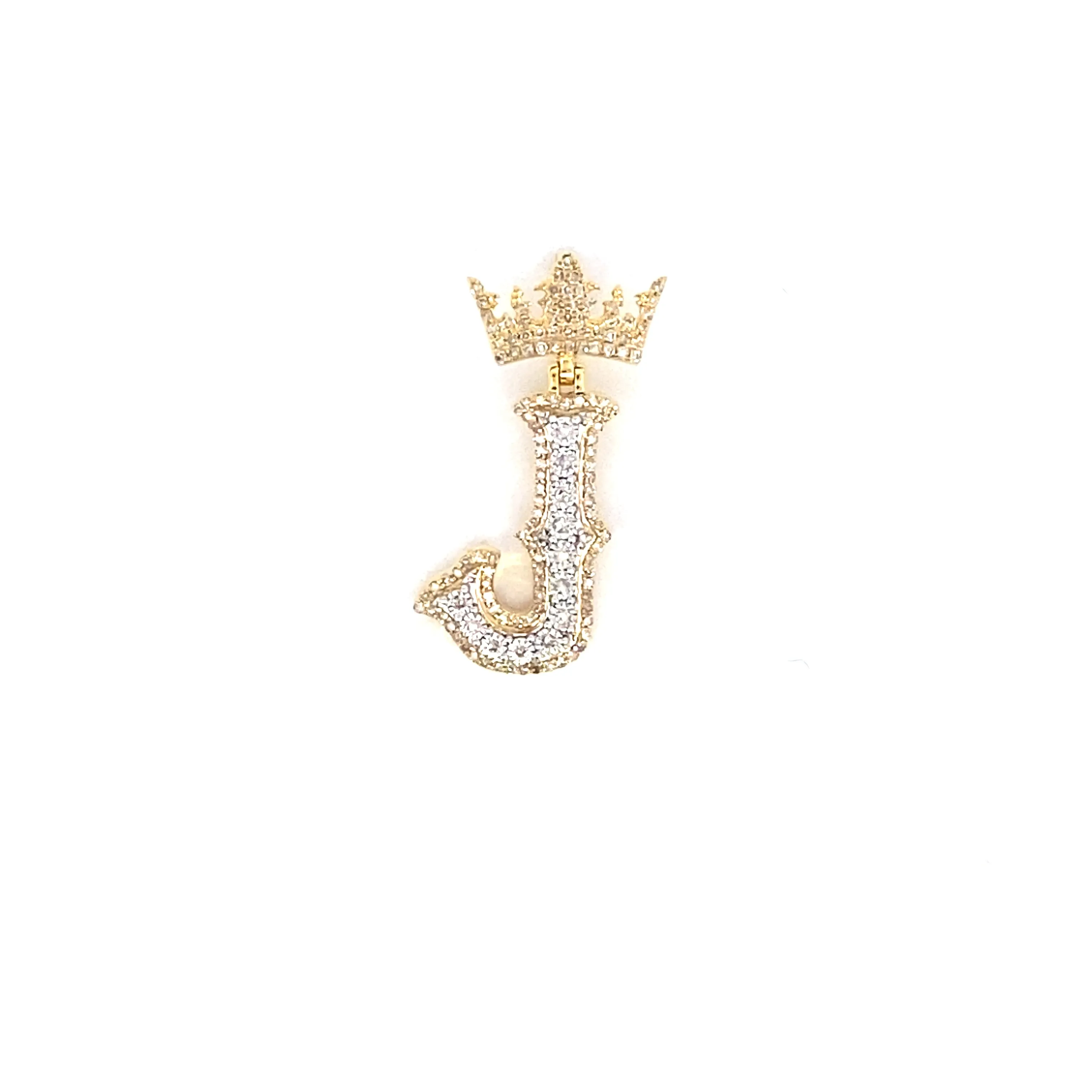 10K Popular Crown Initial Pendant