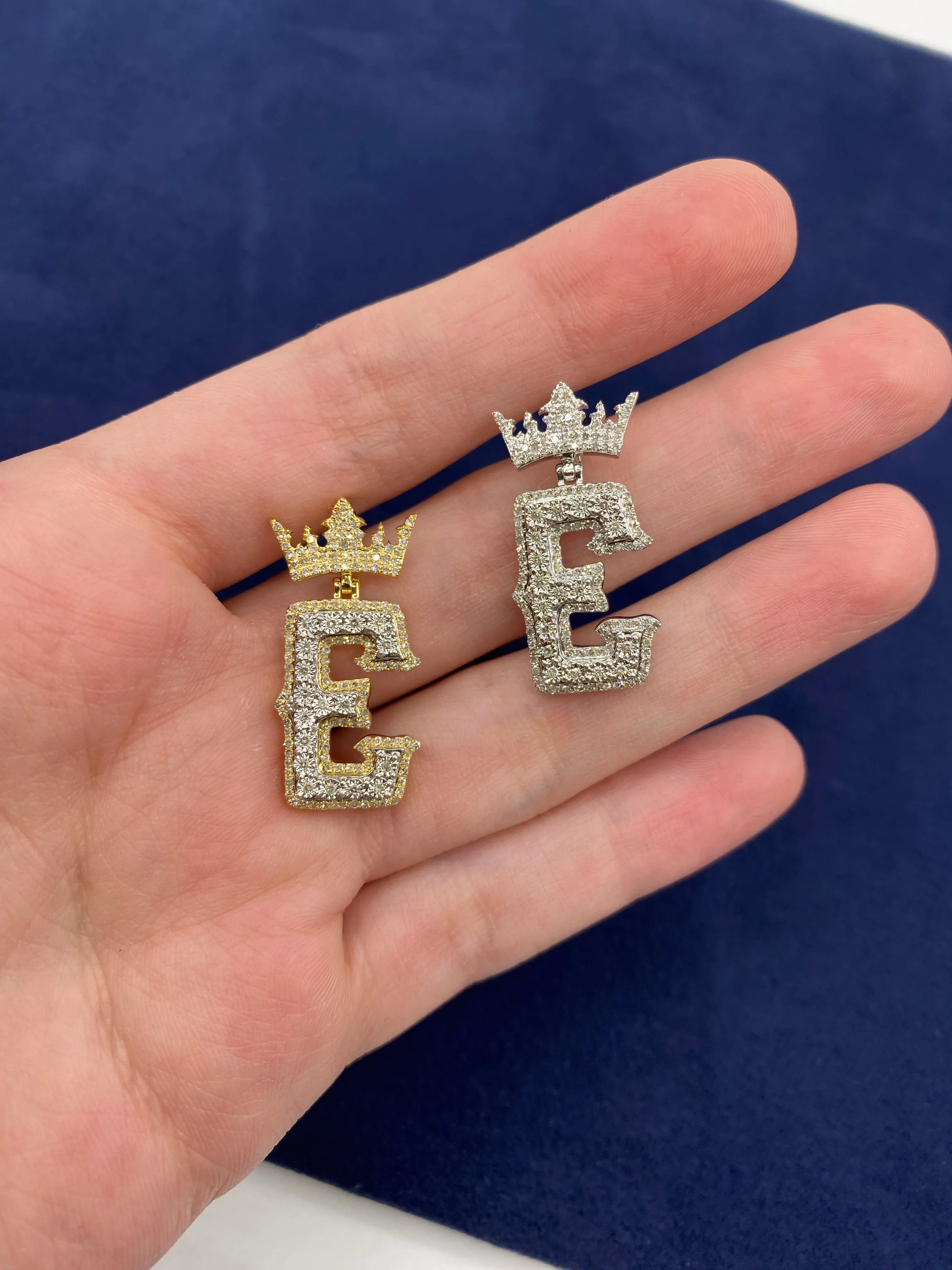 10K Popular Crown Initial Pendant