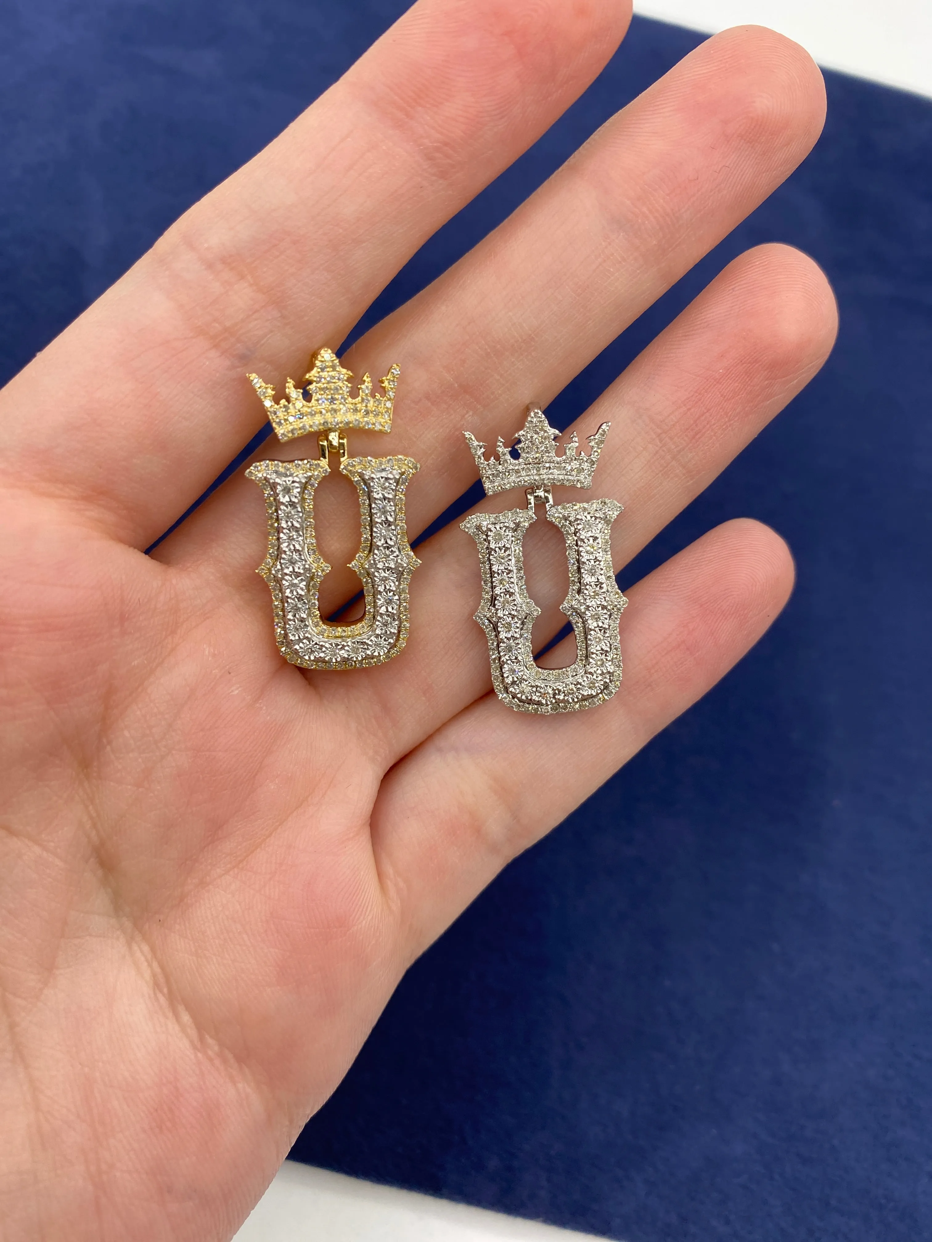 10K Popular Crown Initial Pendant