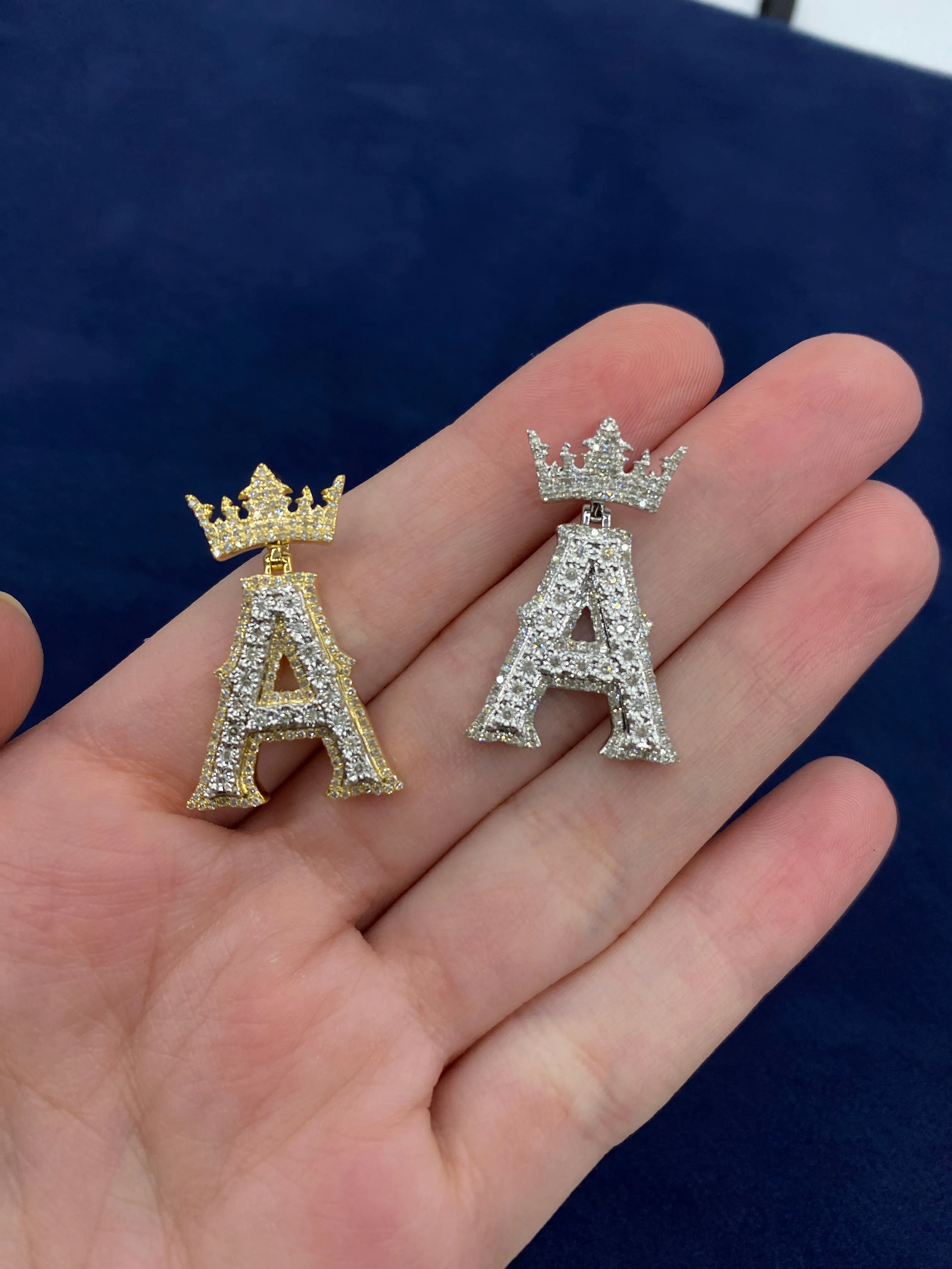 10K Popular Crown Initial Pendant