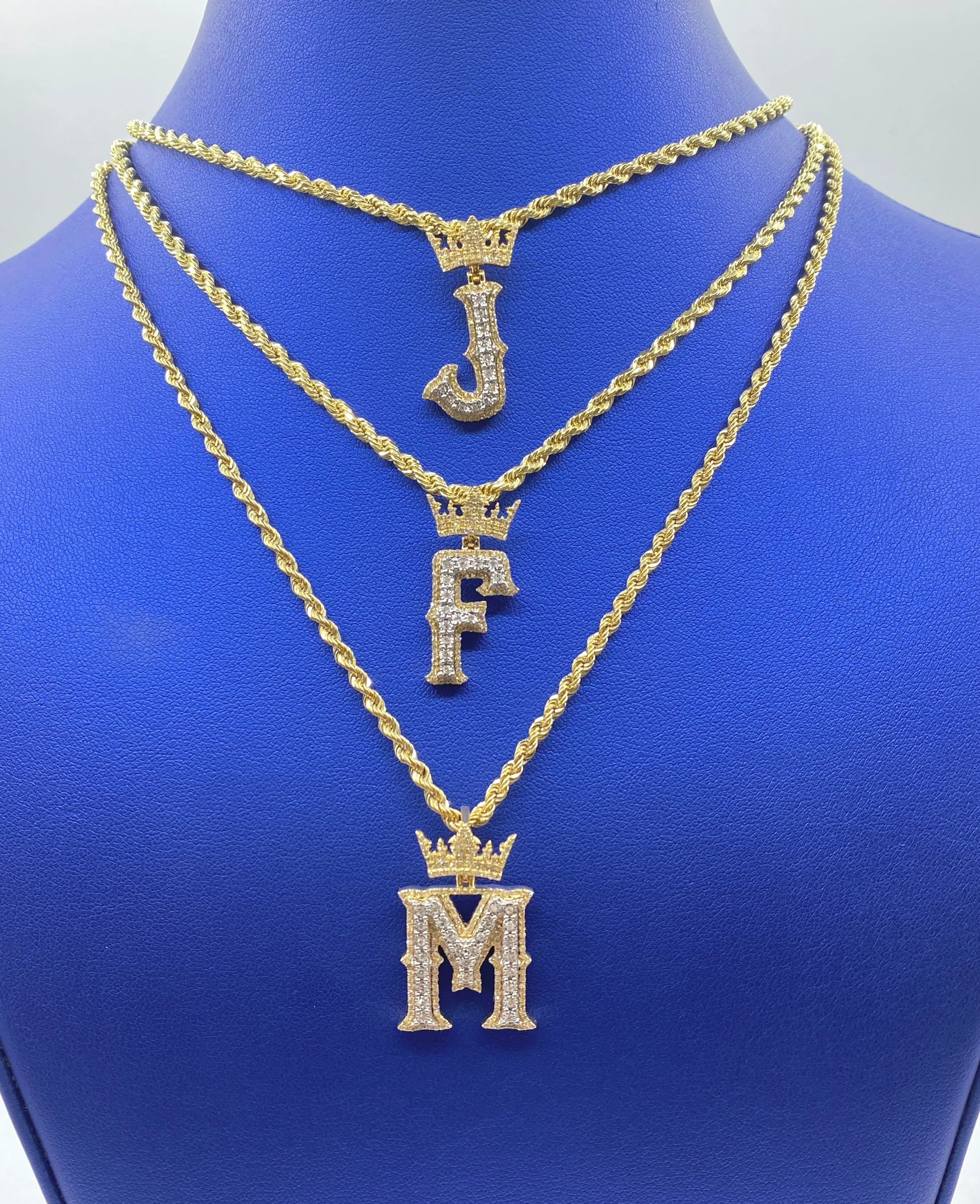 10K Popular Crown Initial Pendant