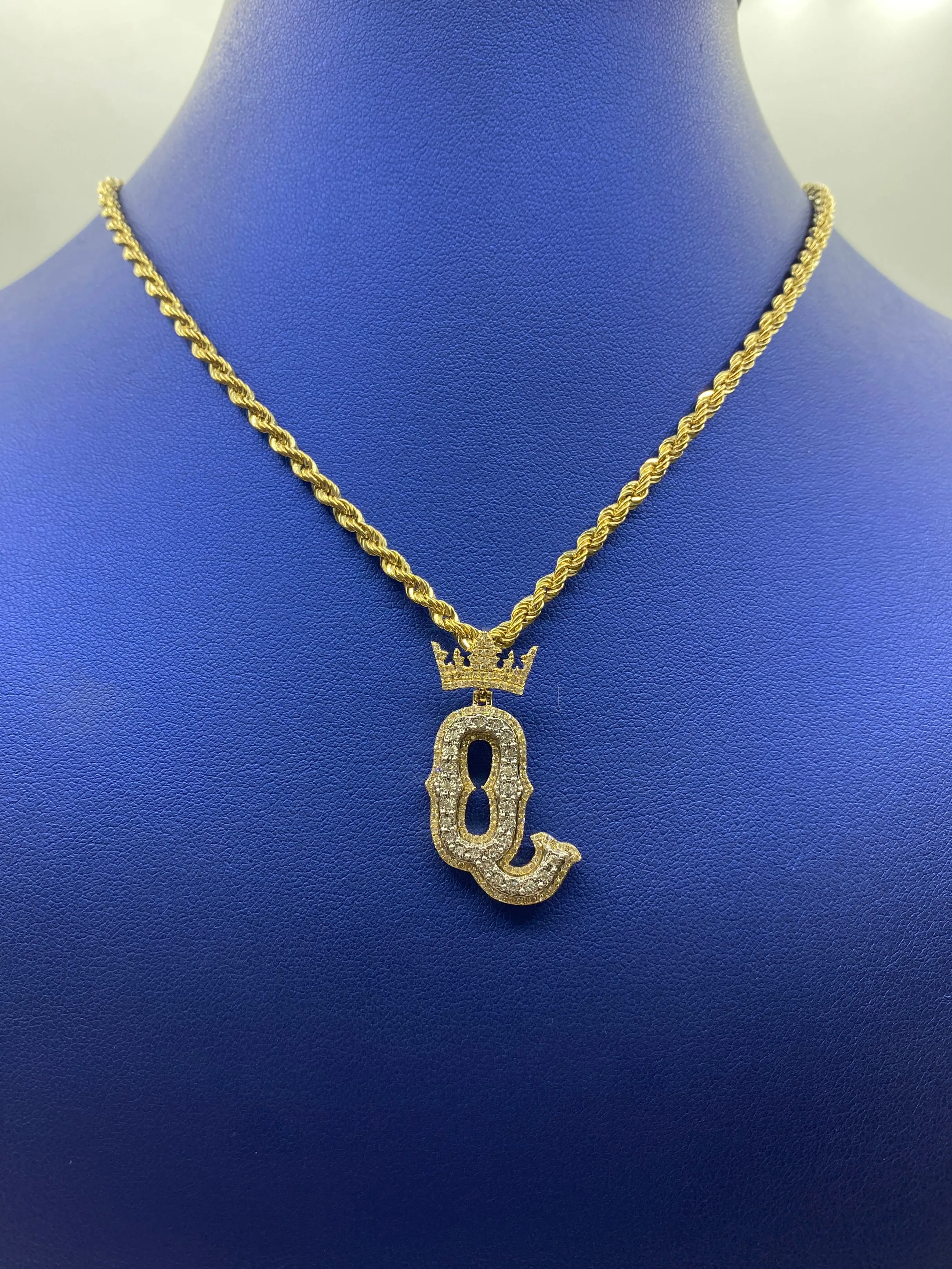10K Popular Crown Initial Pendant