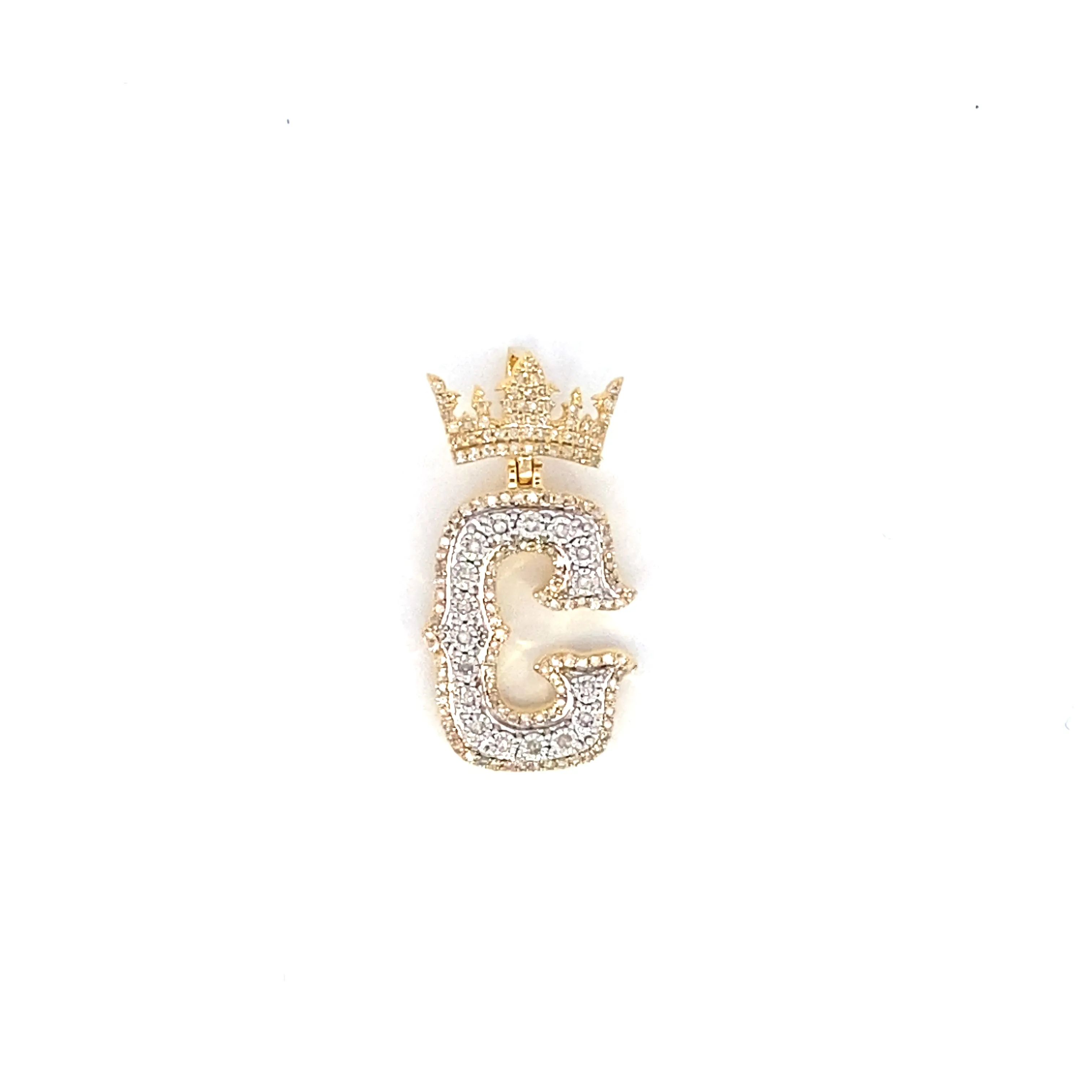 10K Popular Crown Initial Pendant