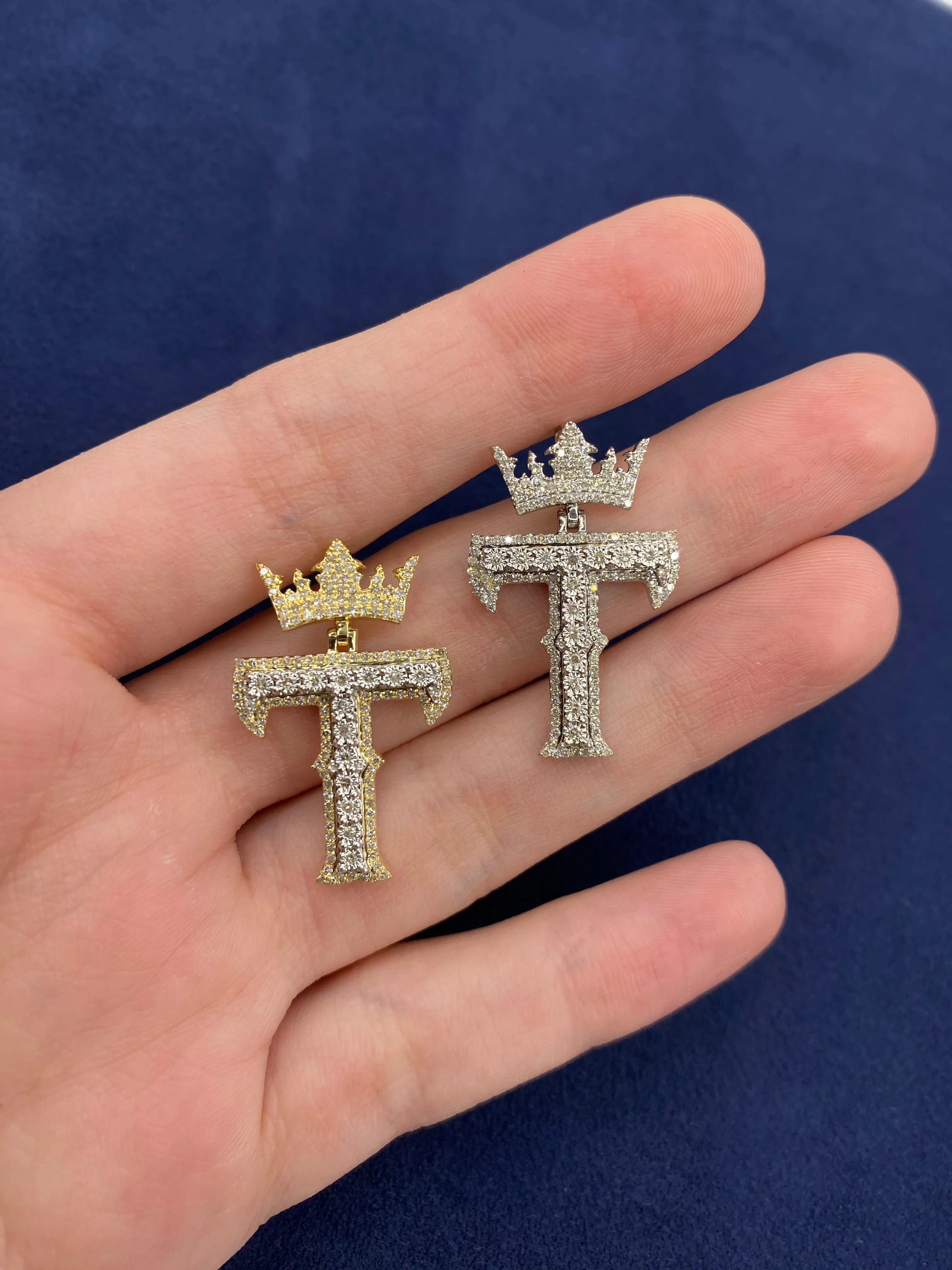10K Popular Crown Initial Pendant