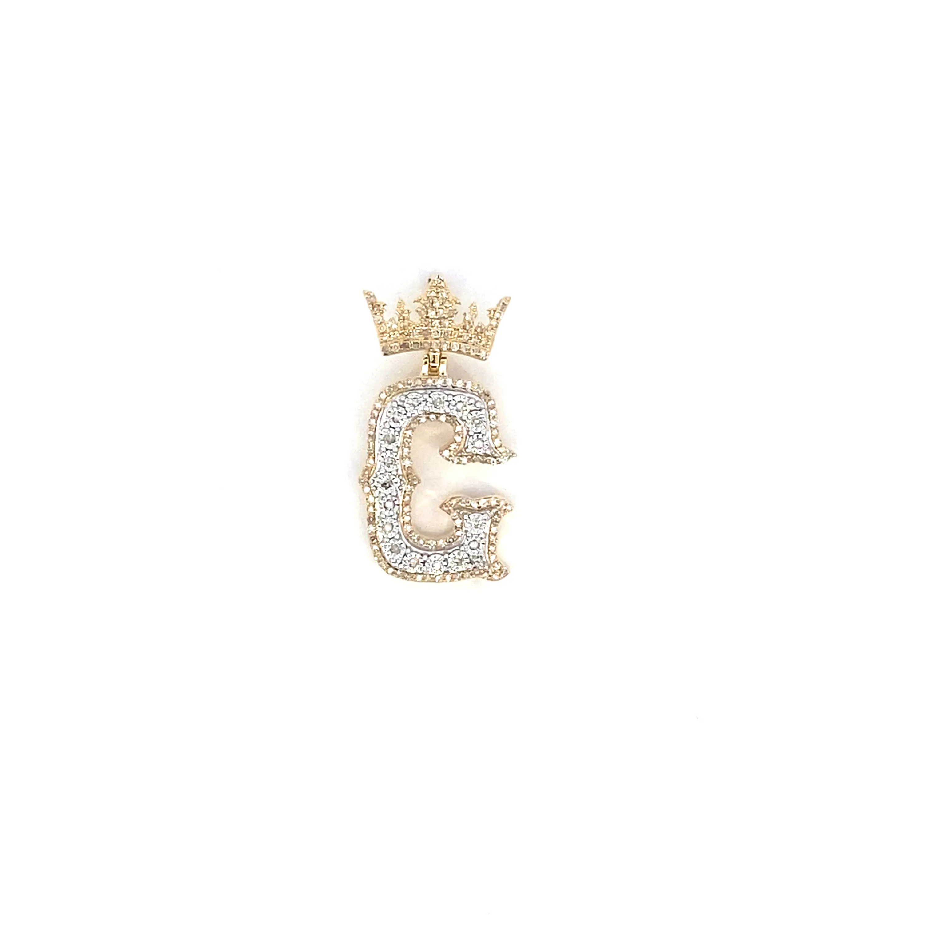 10K Popular Crown Initial Pendant