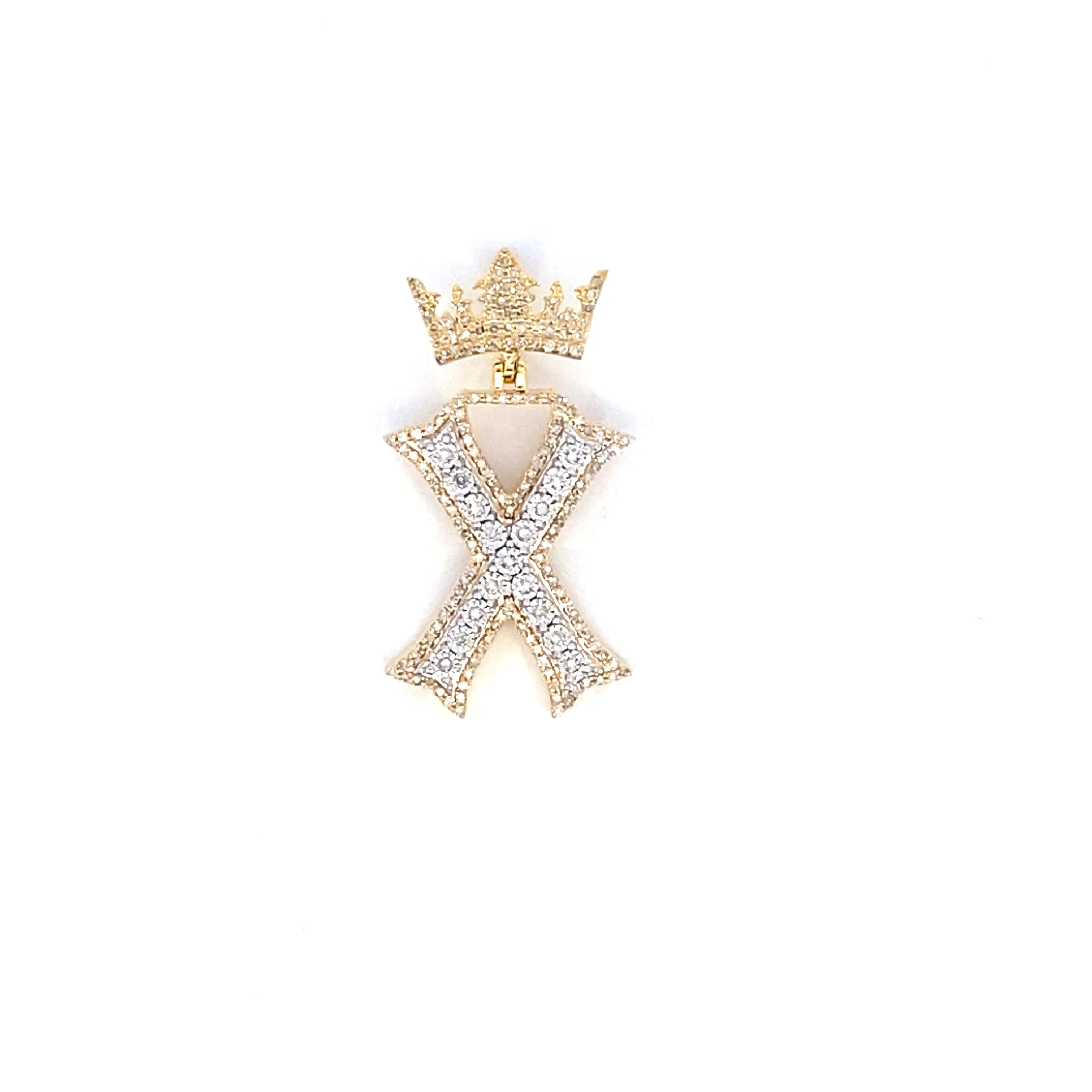 10K Popular Crown Initial Pendant