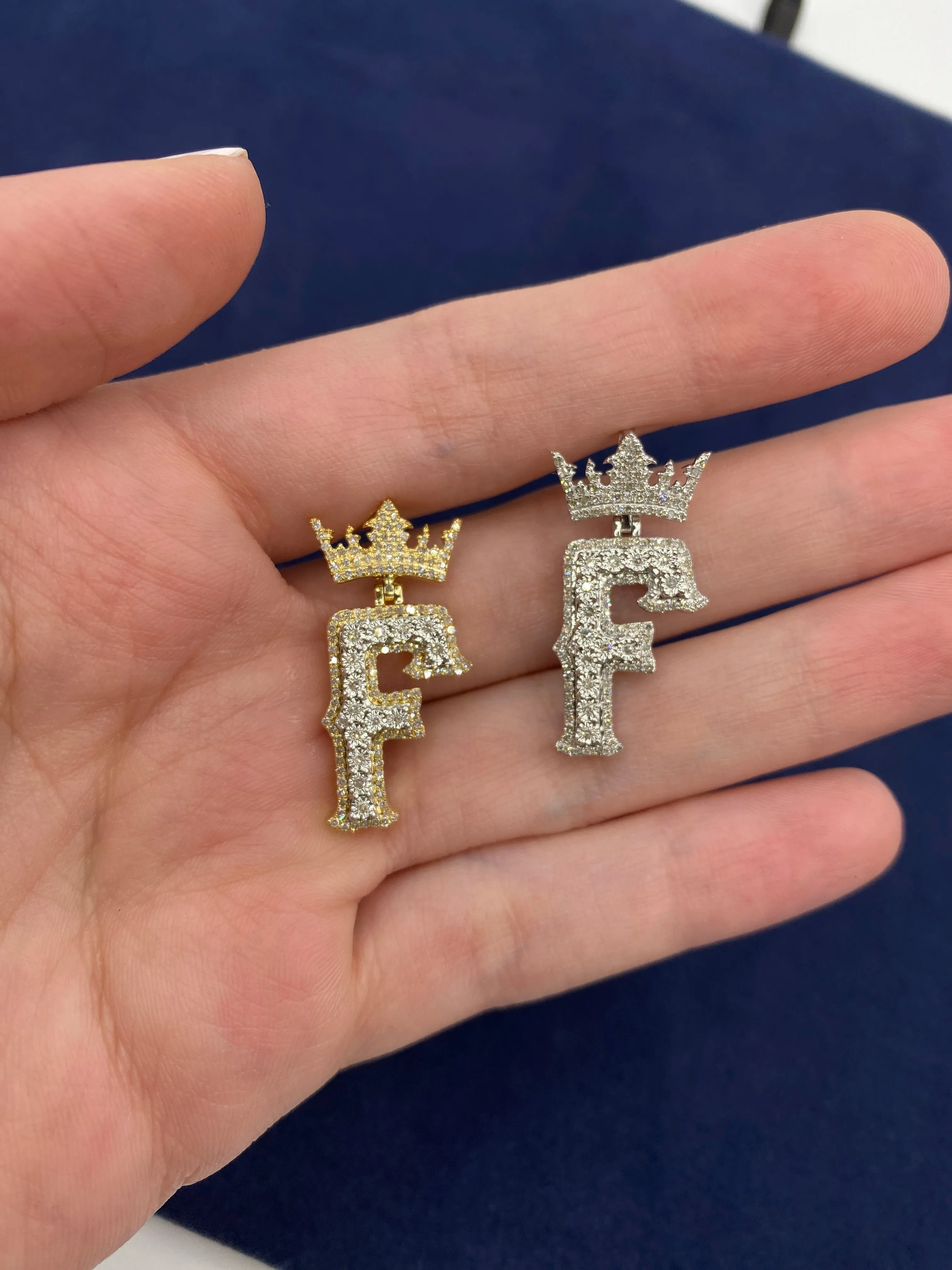 10K Popular Crown Initial Pendant