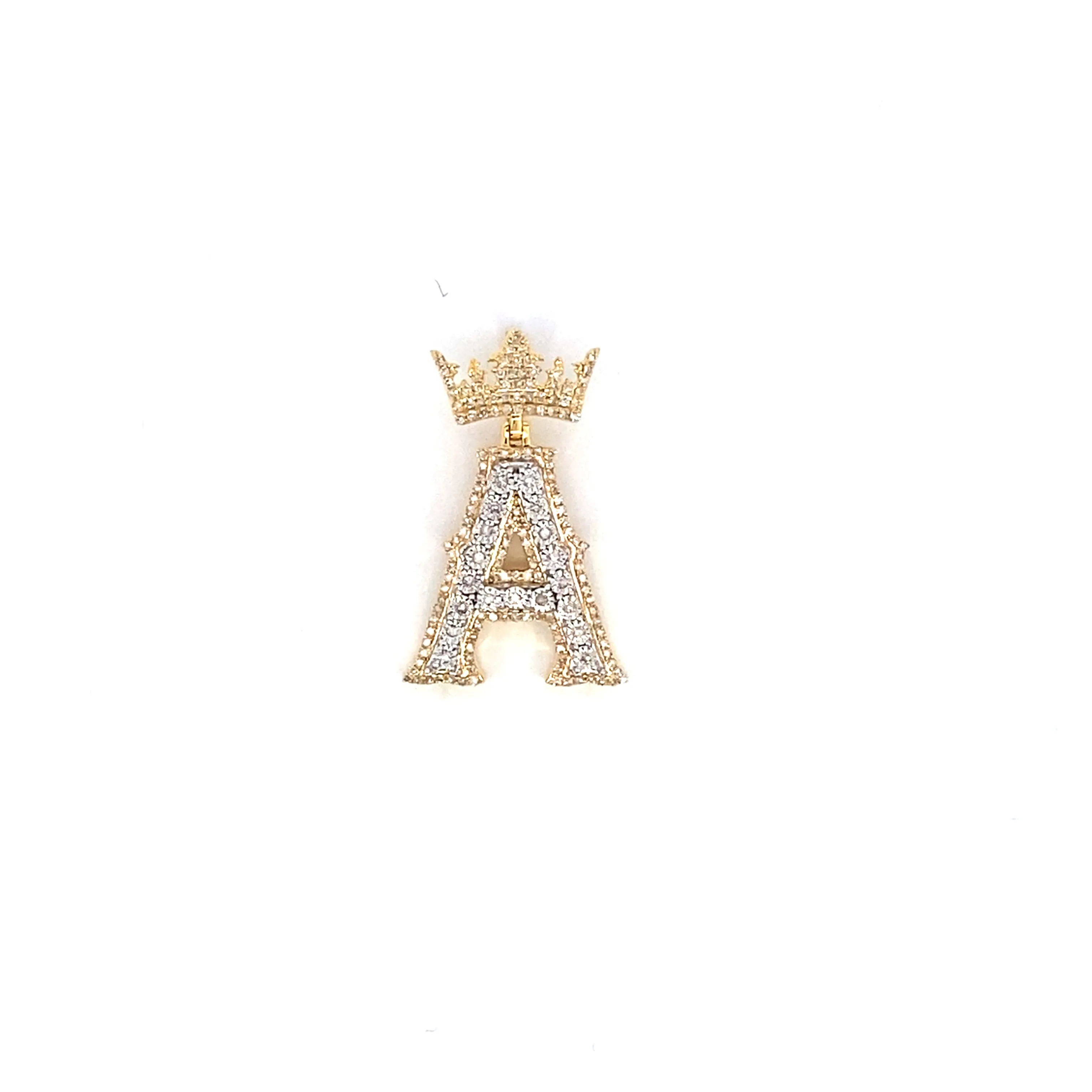 10K Popular Crown Initial Pendant
