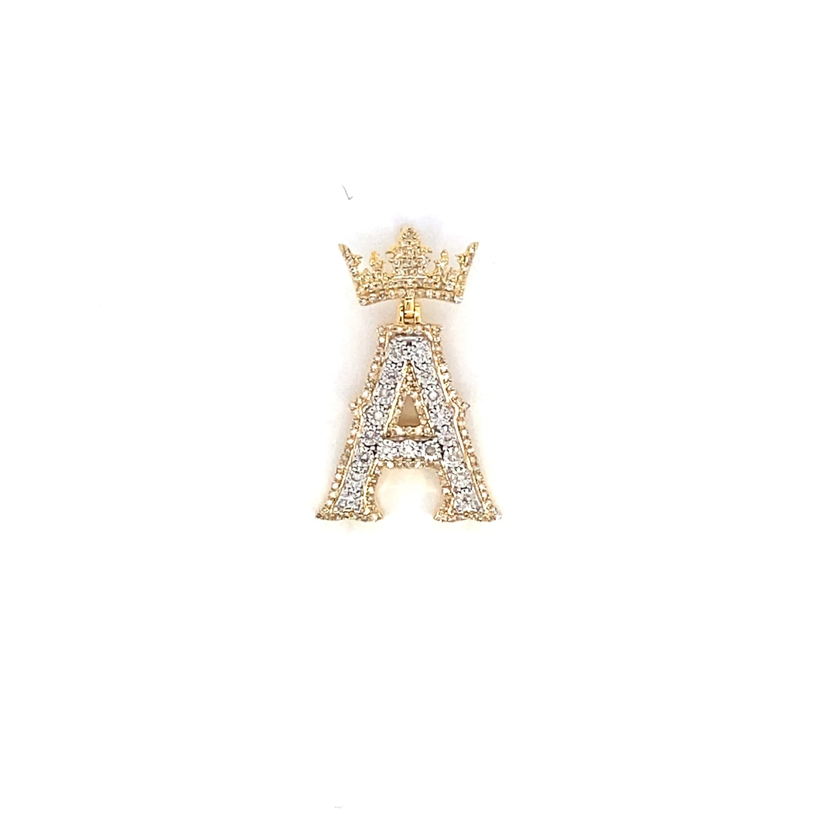 10K Popular Crown Initial Pendant