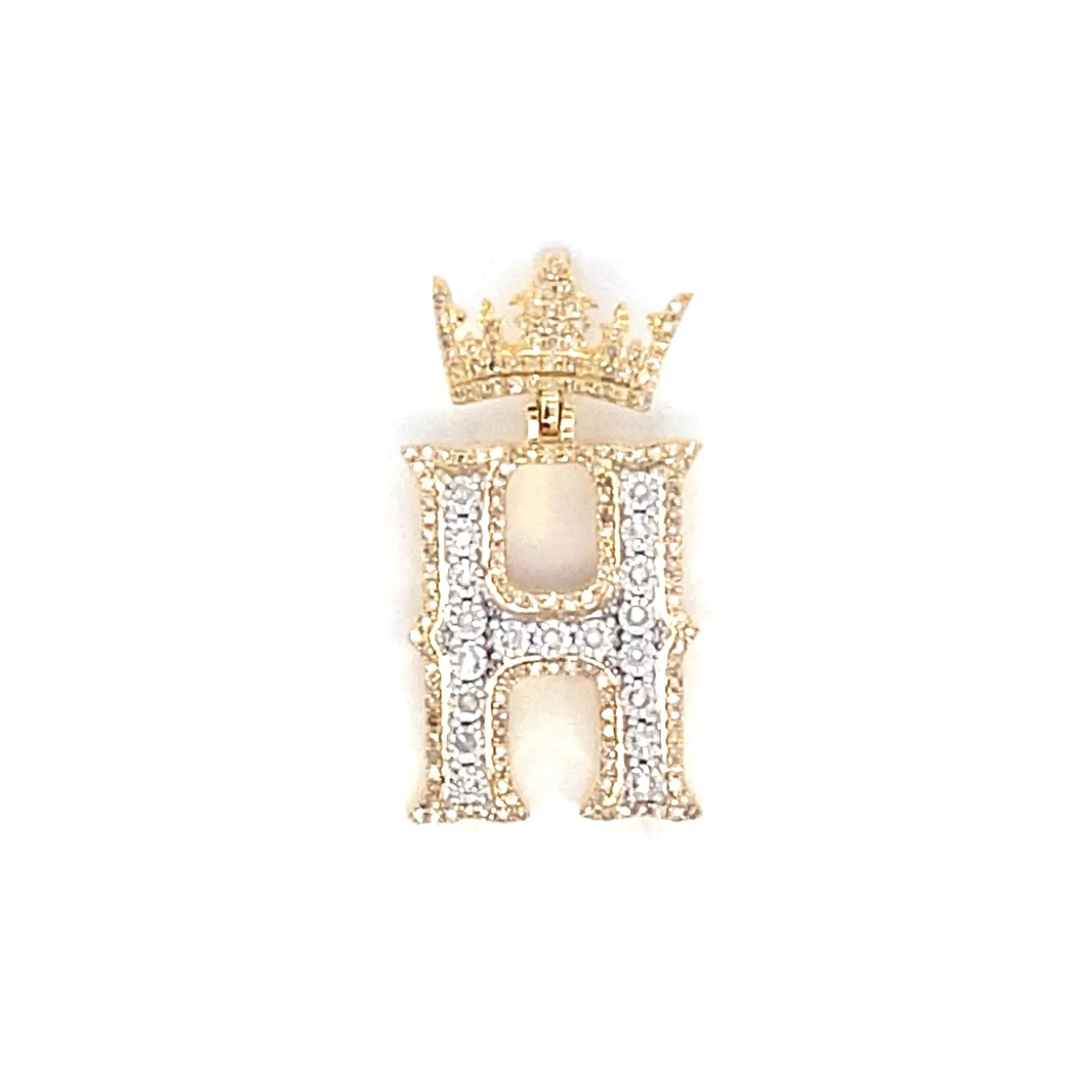 10K Popular Crown Initial Pendant