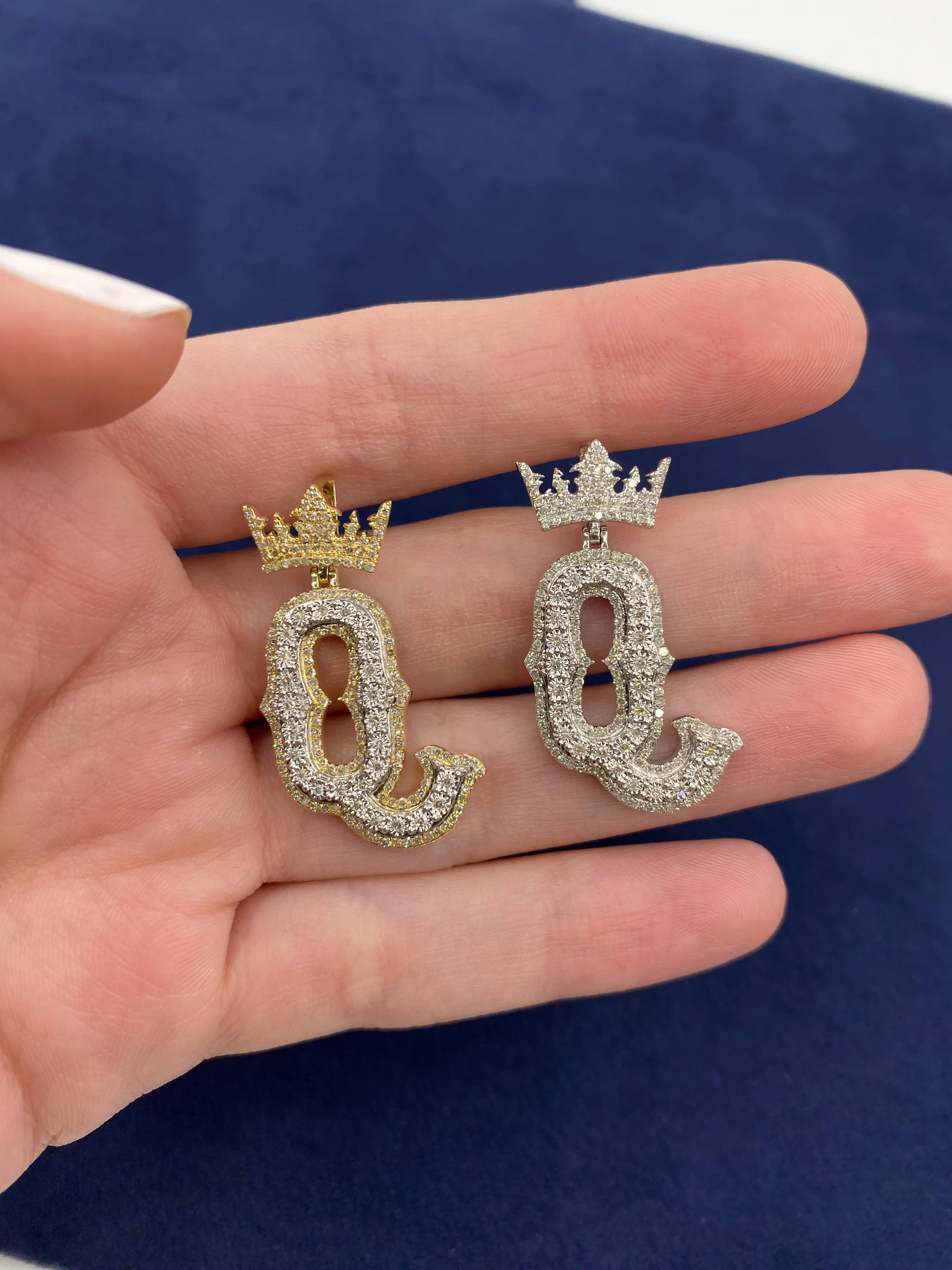 10K Popular Crown Initial Pendant