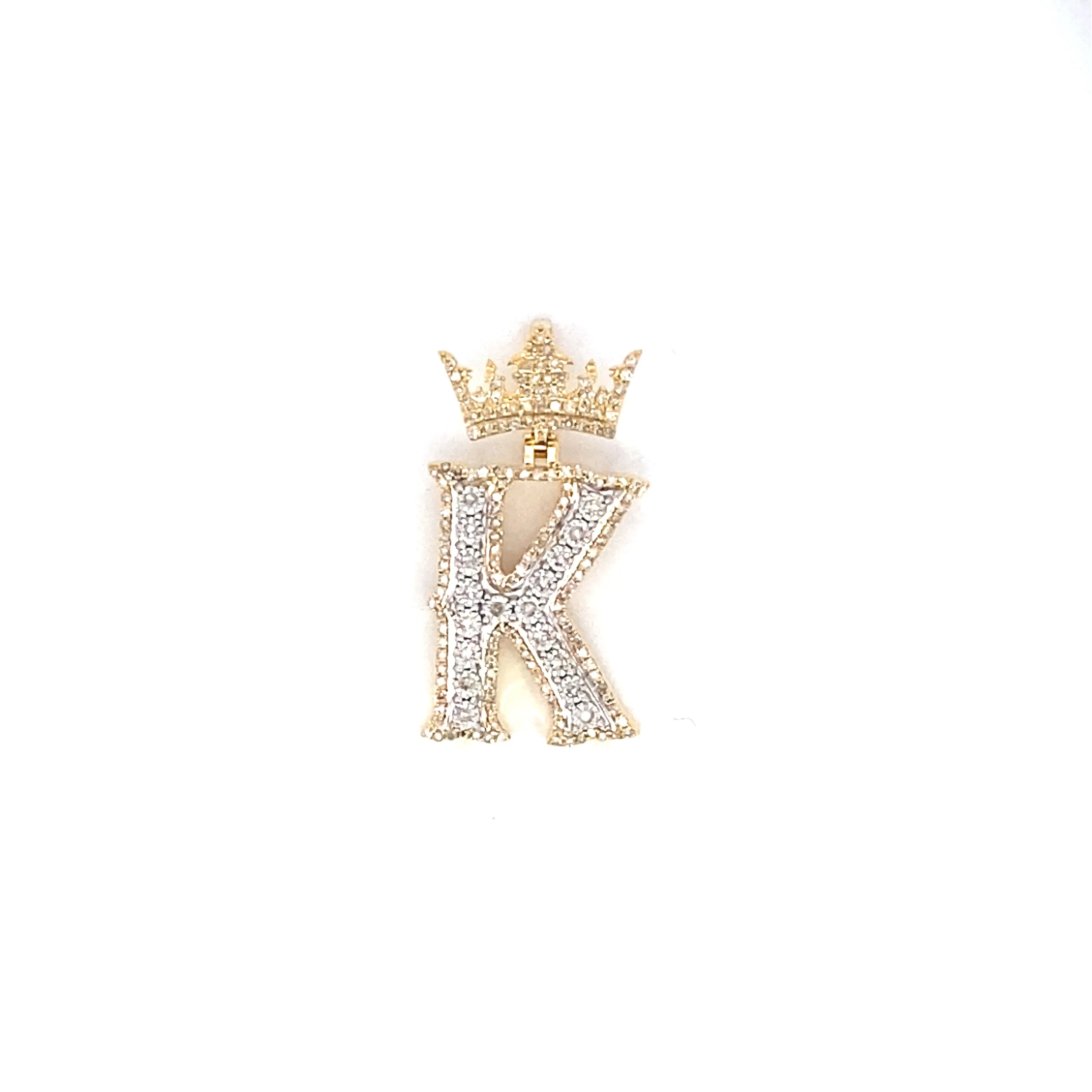 10K Popular Crown Initial Pendant