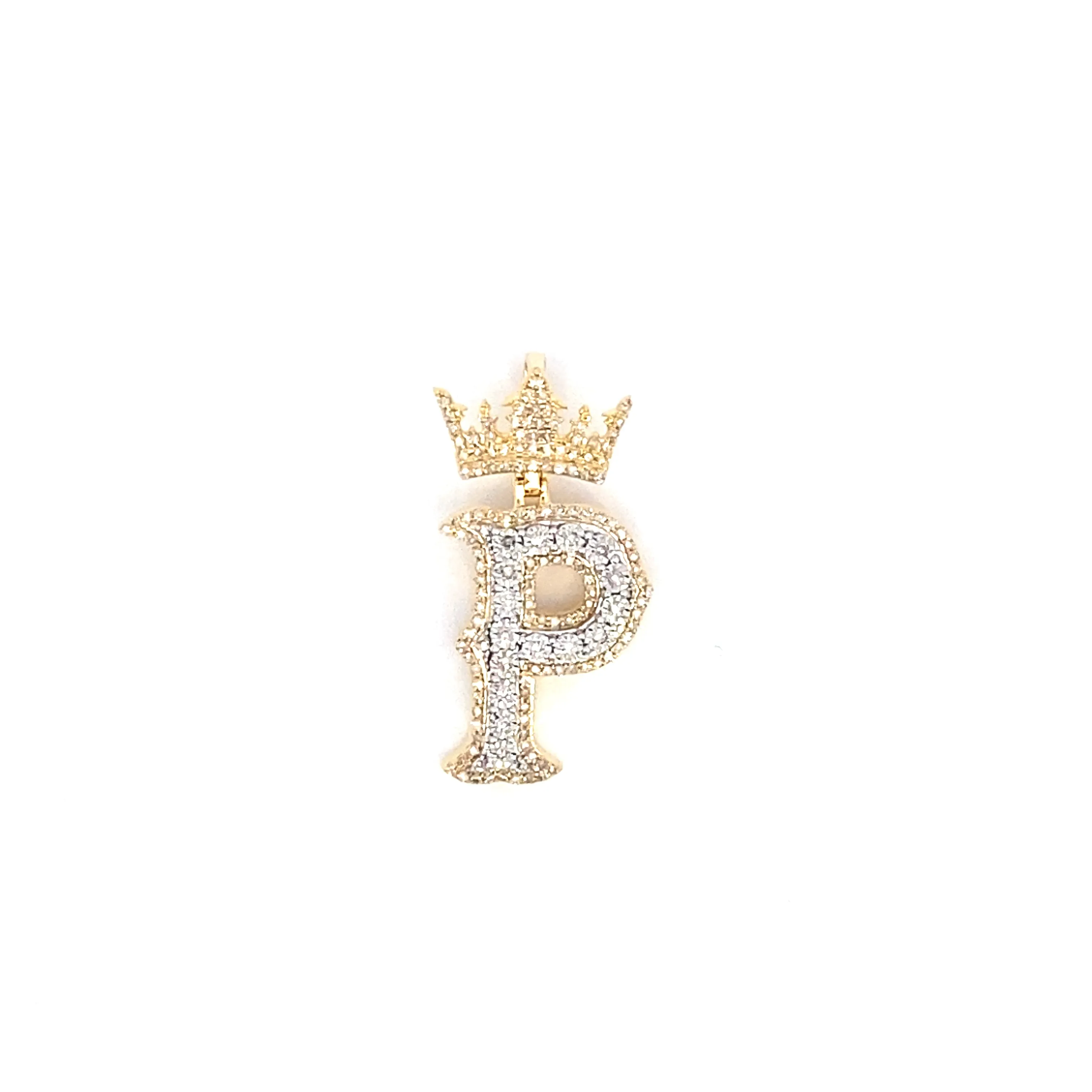 10K Popular Crown Initial Pendant