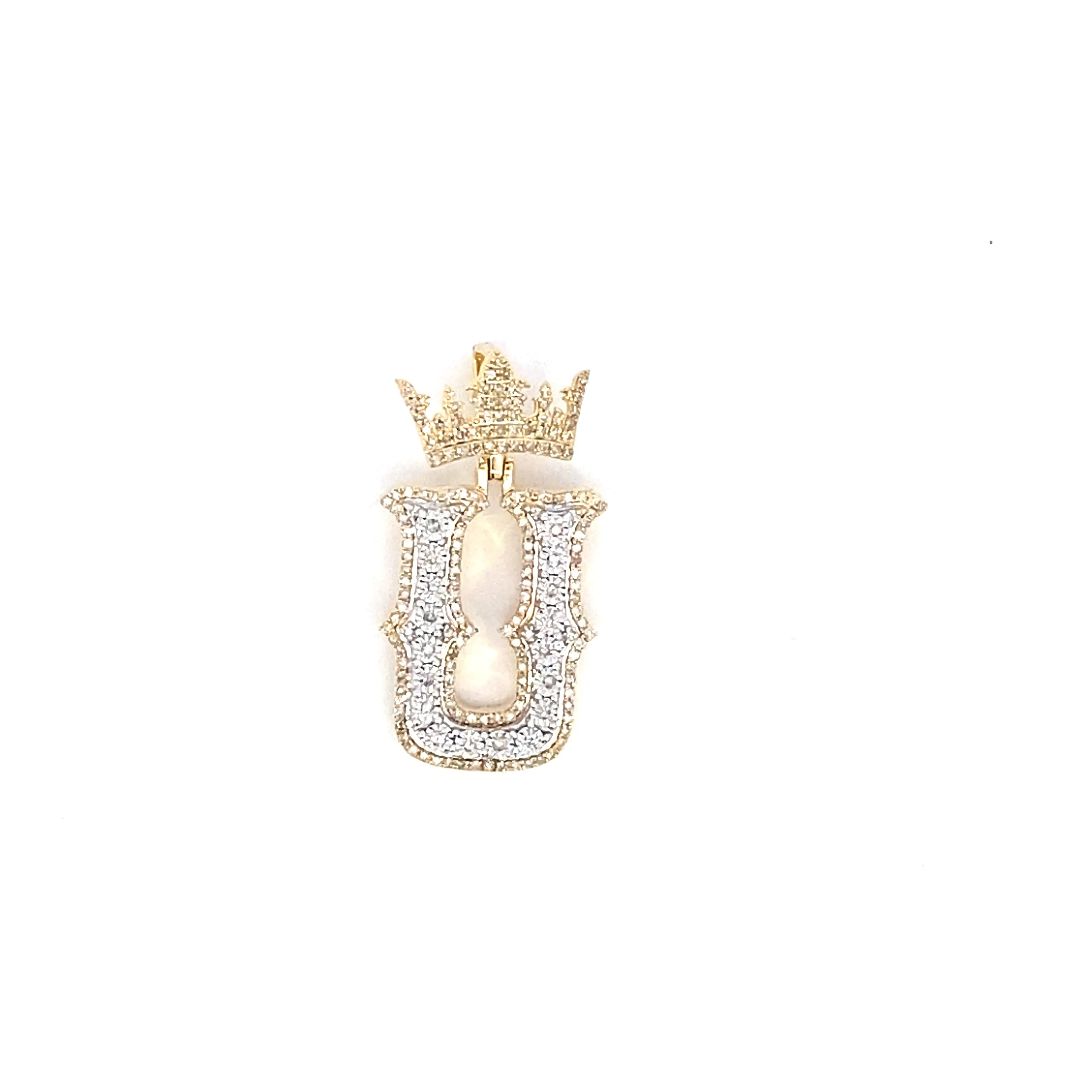 10K Popular Crown Initial Pendant