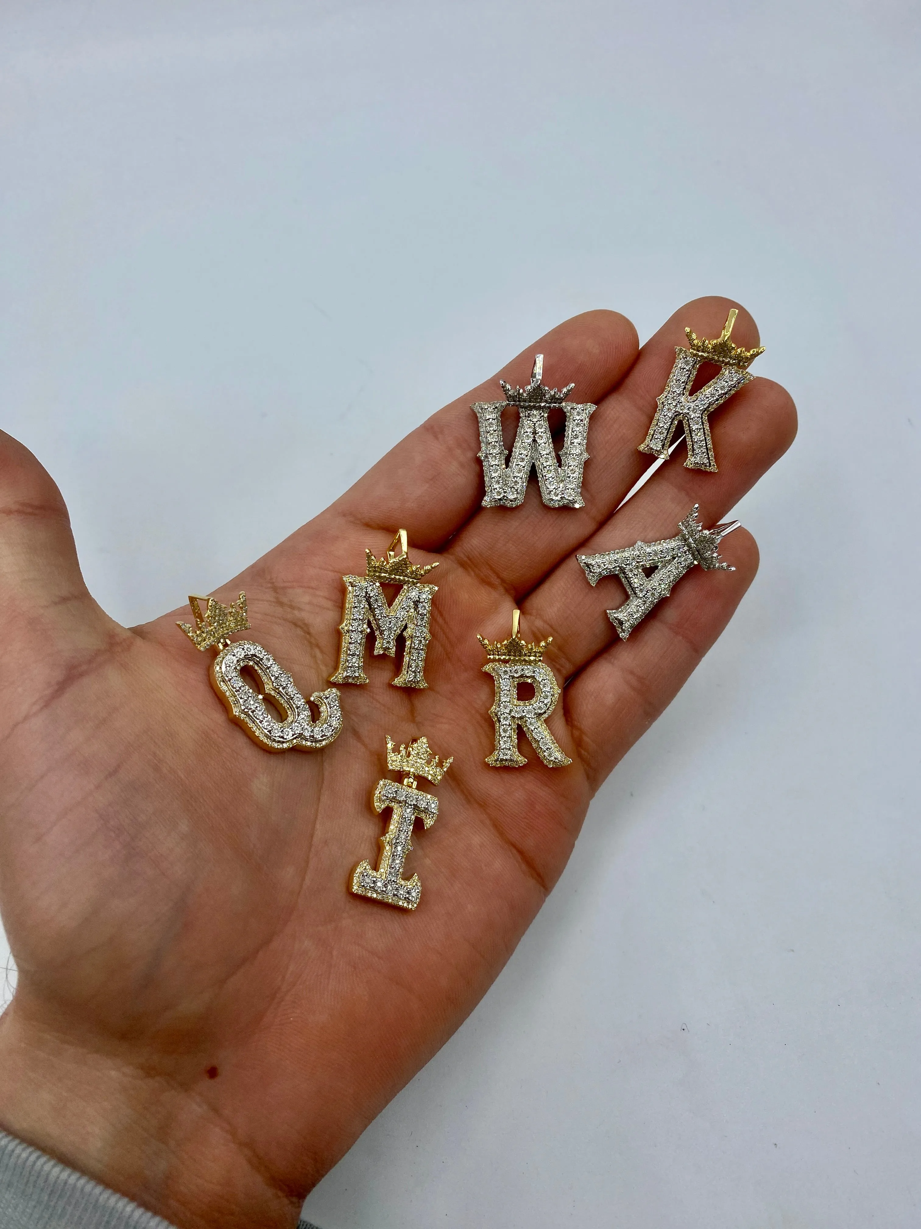 10K Popular Crown Initial Pendant