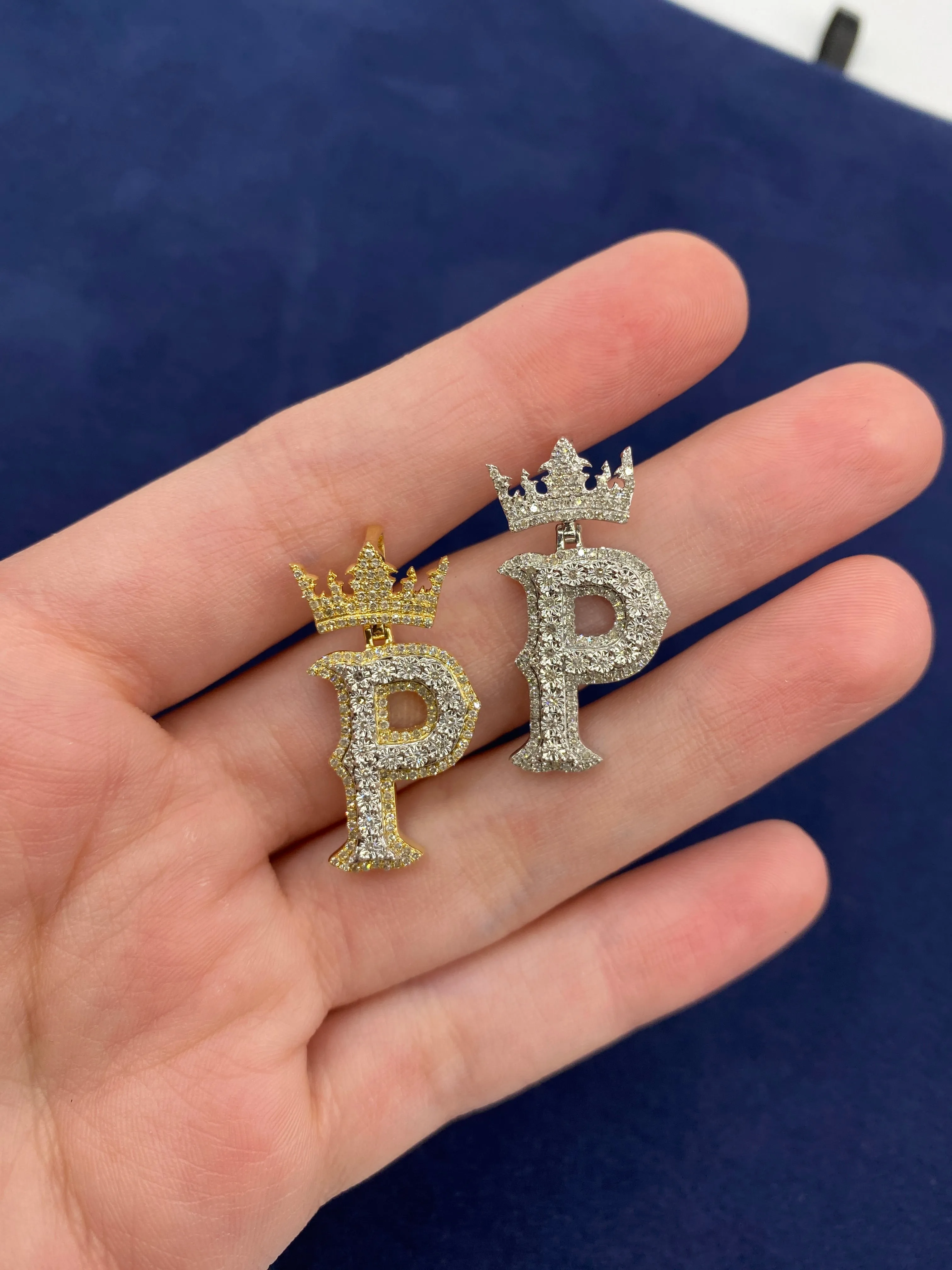 10K Popular Crown Initial Pendant