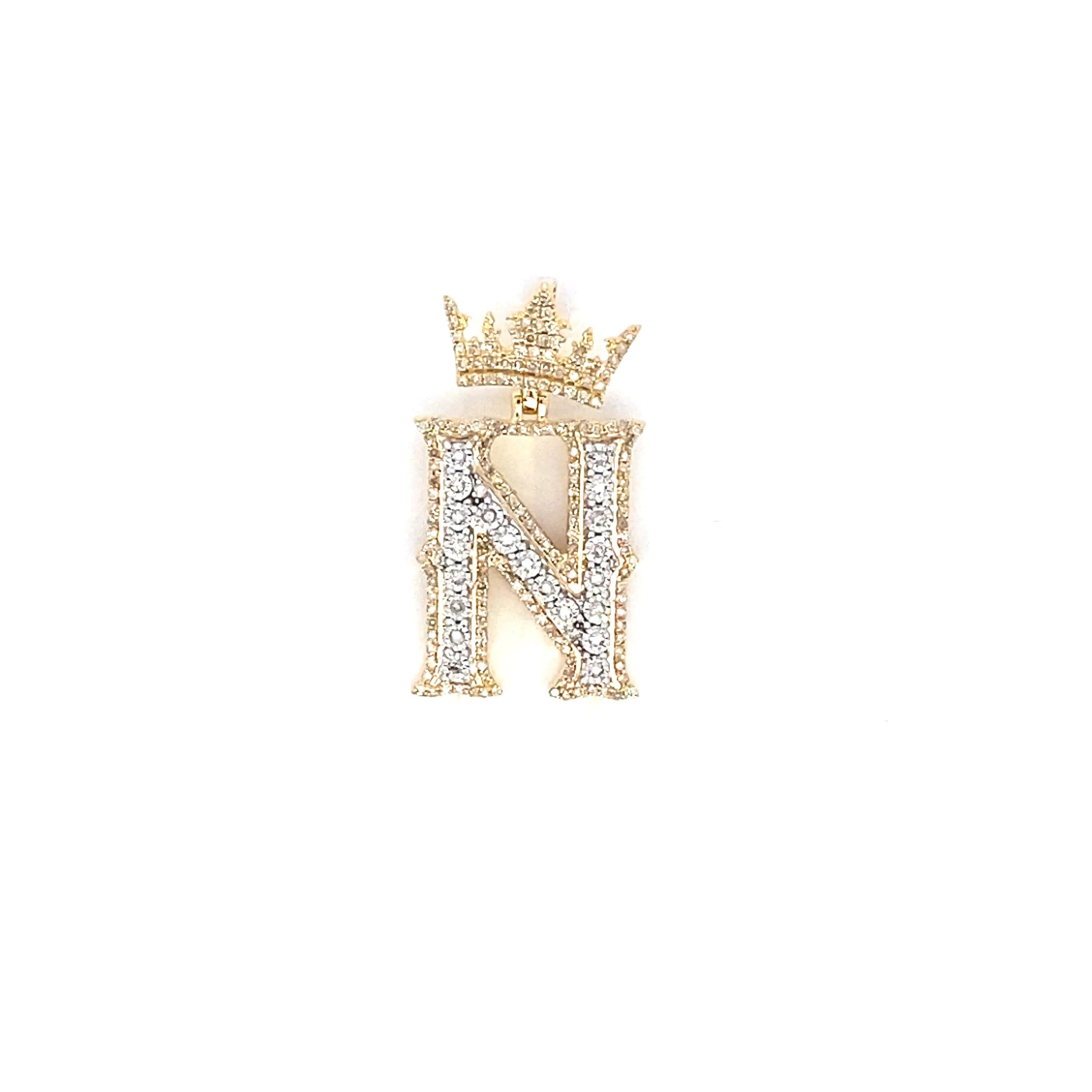 10K Popular Crown Initial Pendant