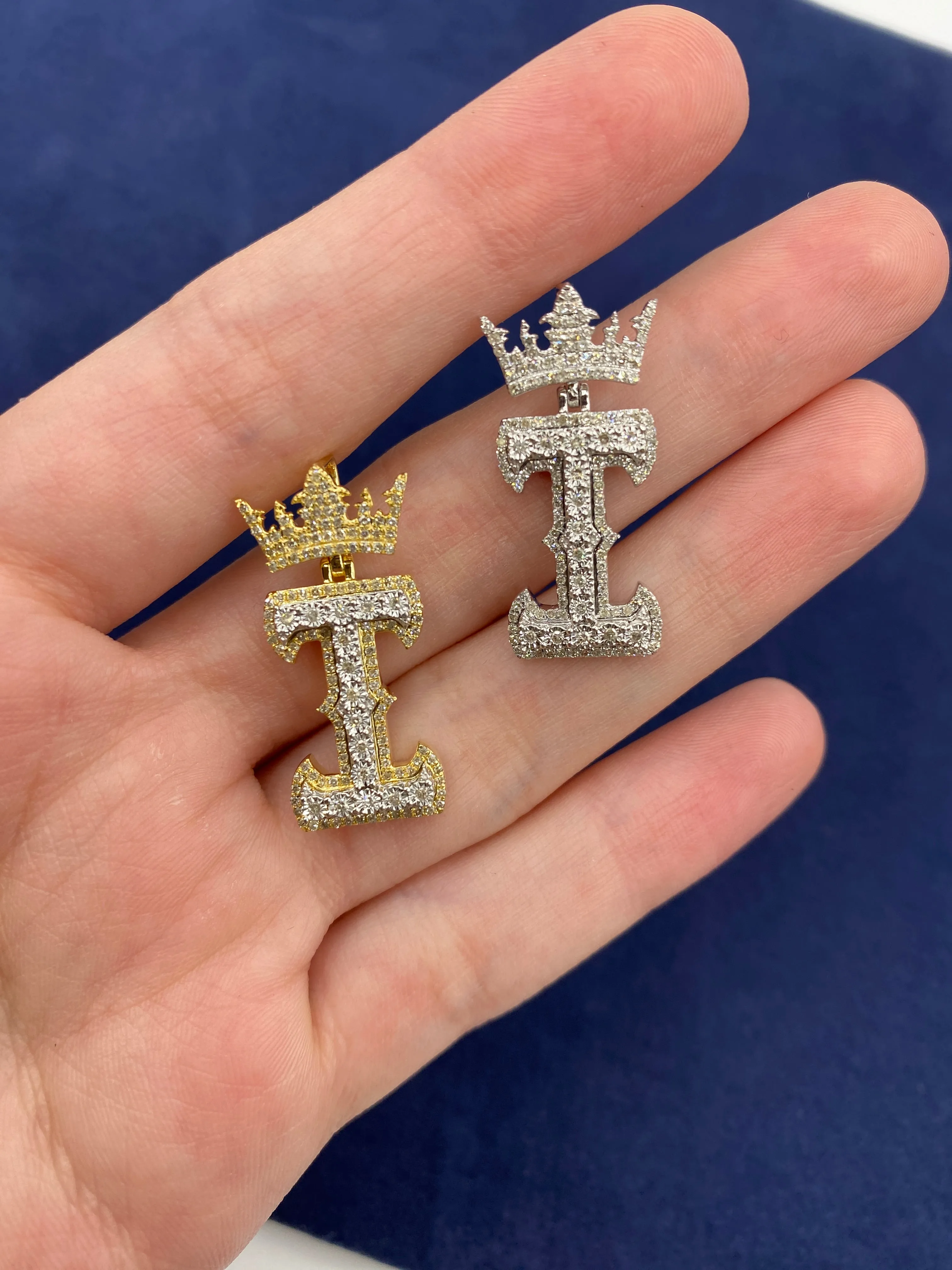 10K Popular Crown Initial Pendant