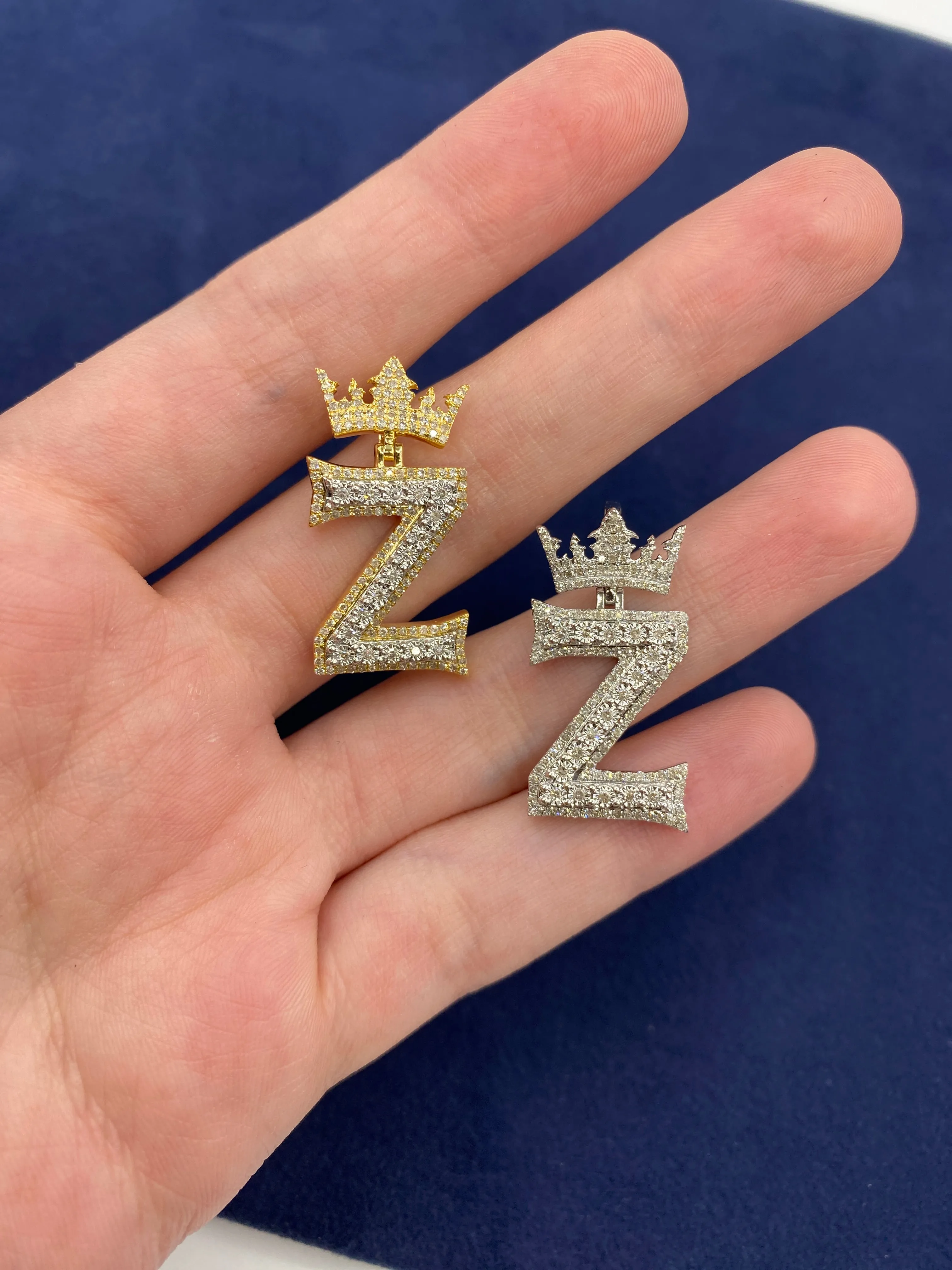 10K Popular Crown Initial Pendant