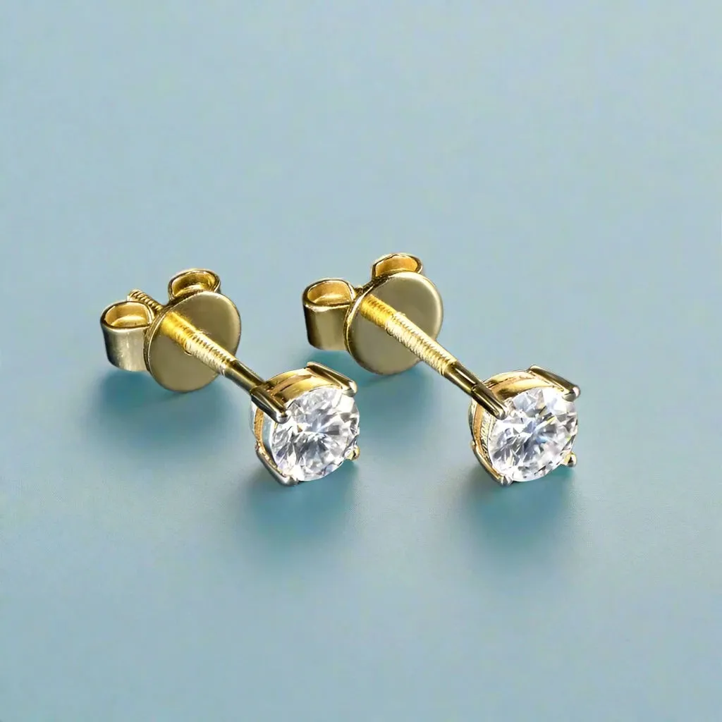 10k Solid Gold 0.3 Ct Diamond Stud Earrings