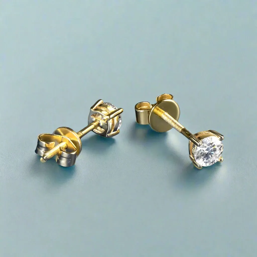 10k Solid Gold 0.3 Ct Diamond Stud Earrings