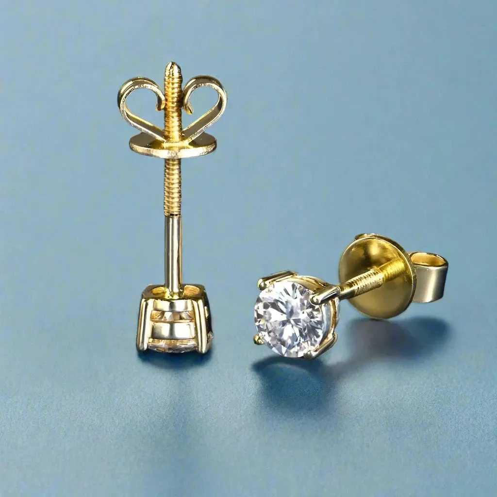 10k Solid Gold 0.3 Ct Diamond Stud Earrings