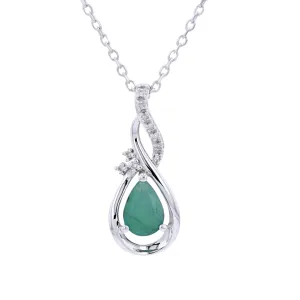 10K WG Pear Cut Emerald Pendant