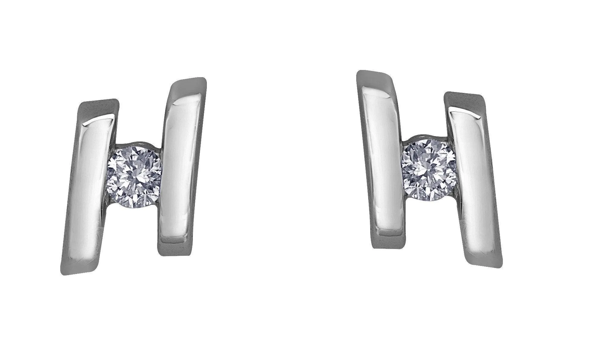 10K White Gold 0.07TDWW Diamond Earrings