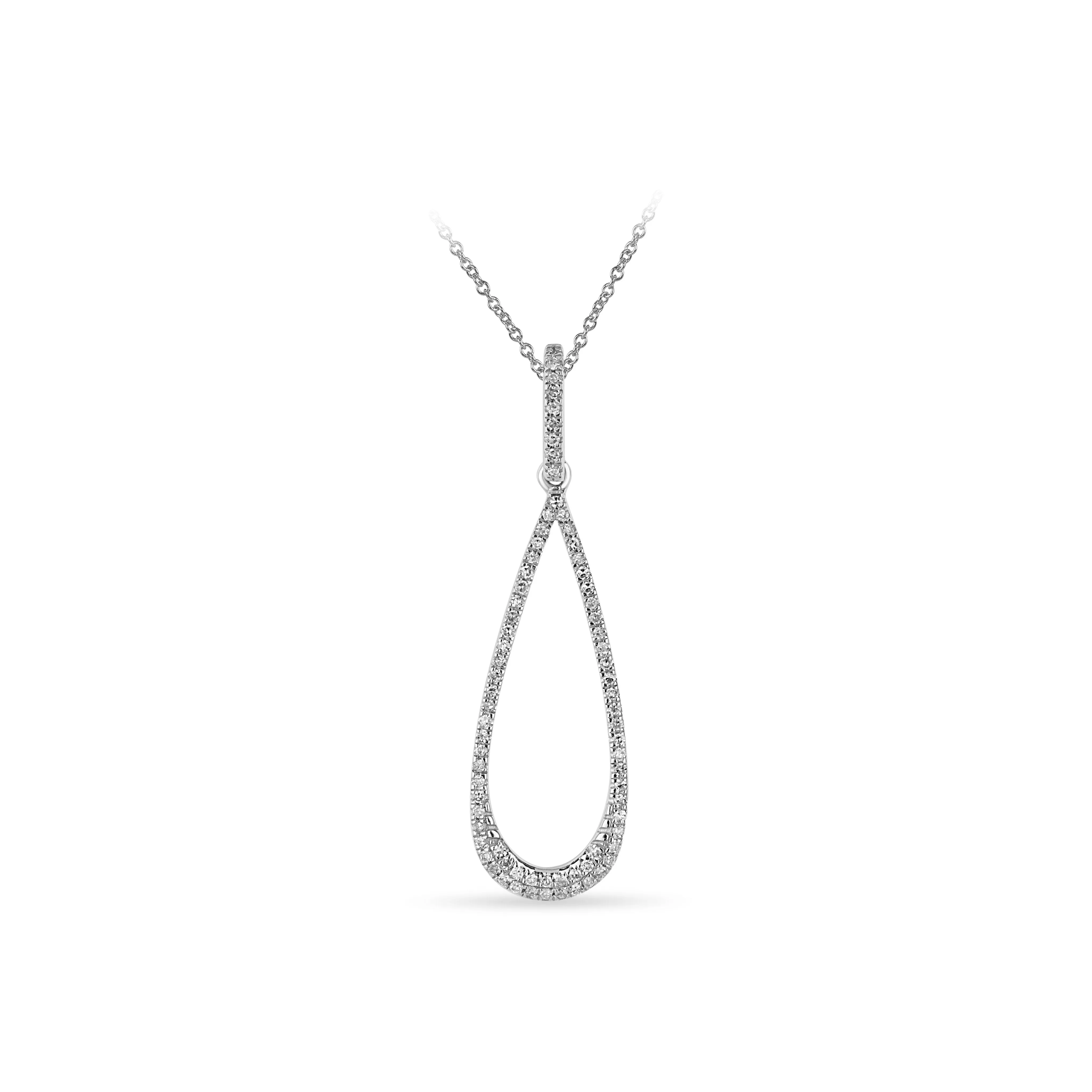 10K White Gold (0.12ct) Diamond Teardrop Necklace