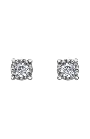 10K White Gold 0.35TDW Diamond Illusion Set Stud Earrings