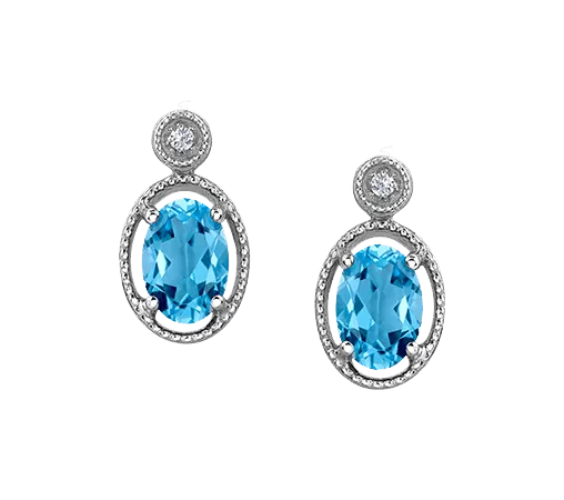10k White Gold Blue Topaz Stud Earrings
