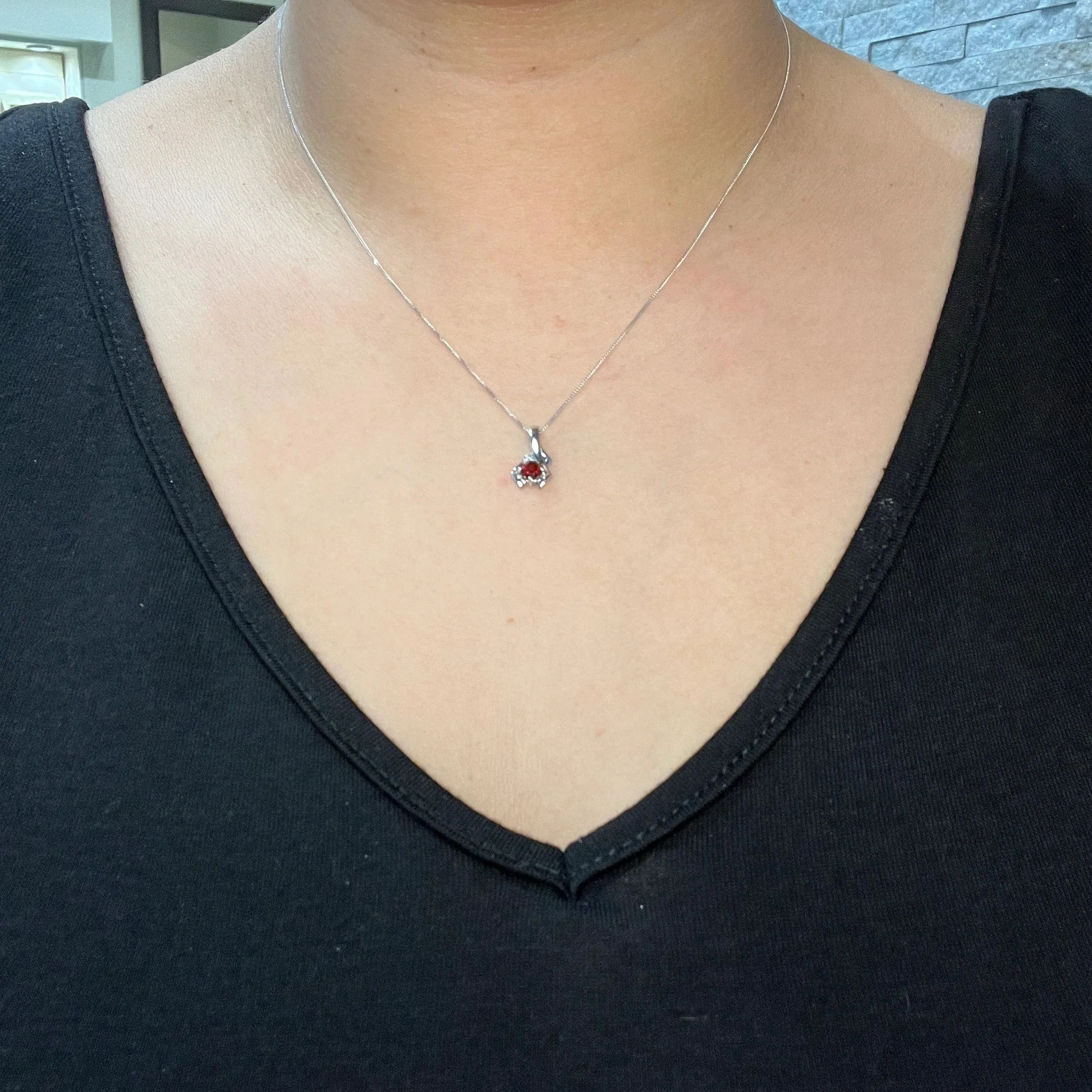 10K White Gold (May) Birthstone Emerald and Diamond Pendant