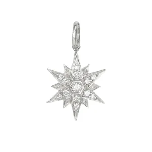 10K White Gold "North Star" Pave Diamond Pendant