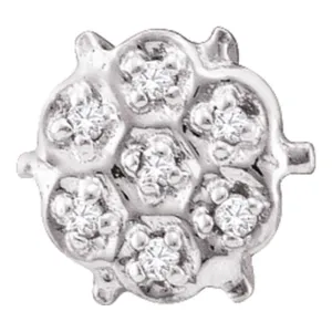 10K White Gold Round Prong-set Diamond Cluster Stud Earrings 1/20 Cttw