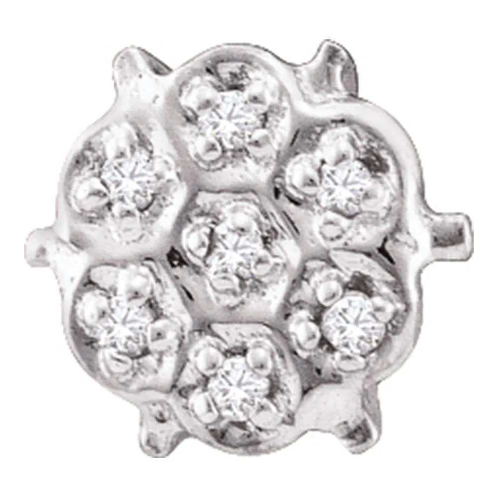 10K White Gold Round Prong-set Diamond Cluster Stud Earrings 1/20 Cttw