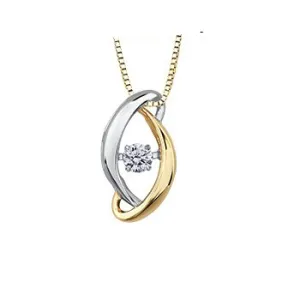 10K Yellow and White Gold (0.09ct) Dancing Diamond Contemporary Pendant