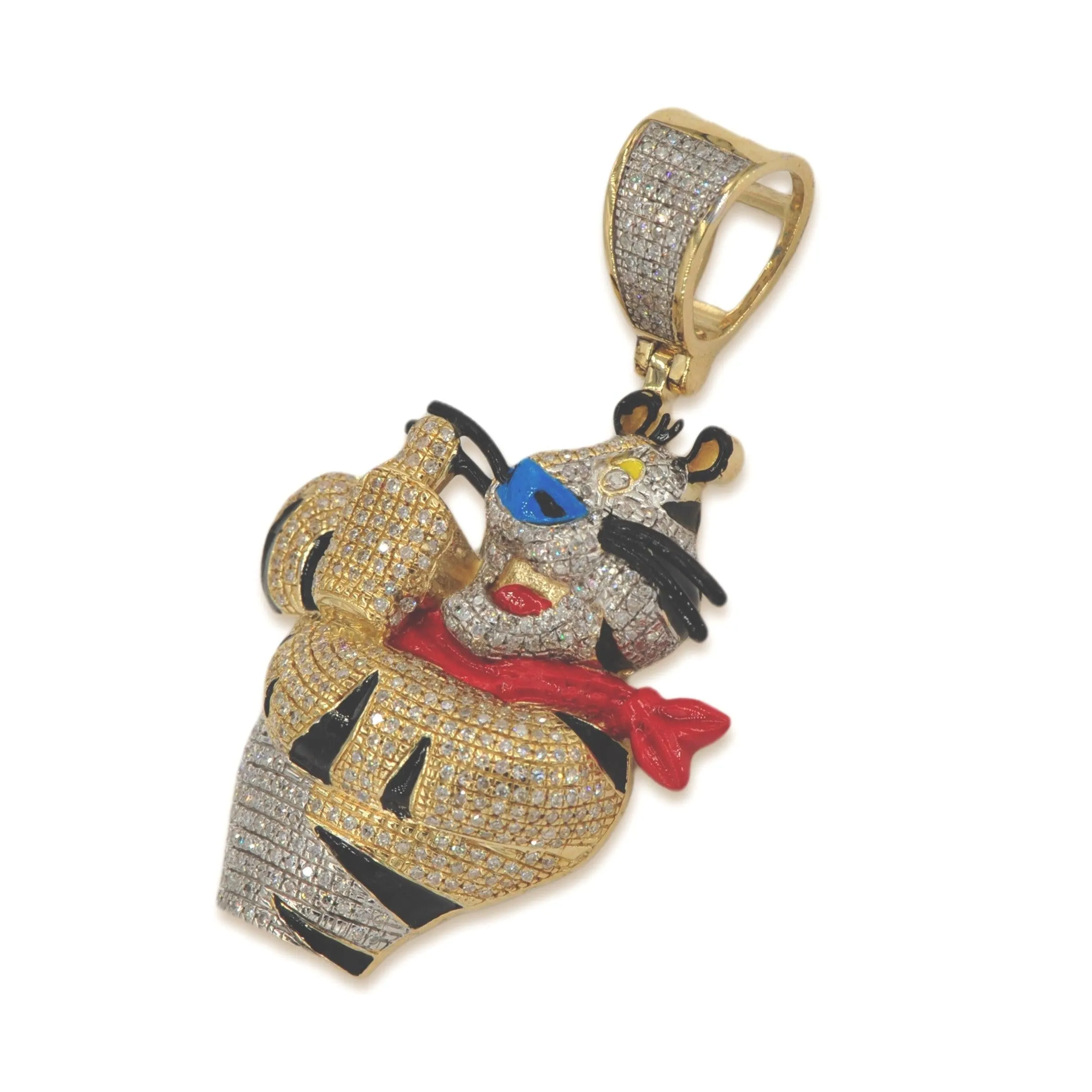 10k Yellow Gold 1.10CTW Si Diamonds Tiger Mascot