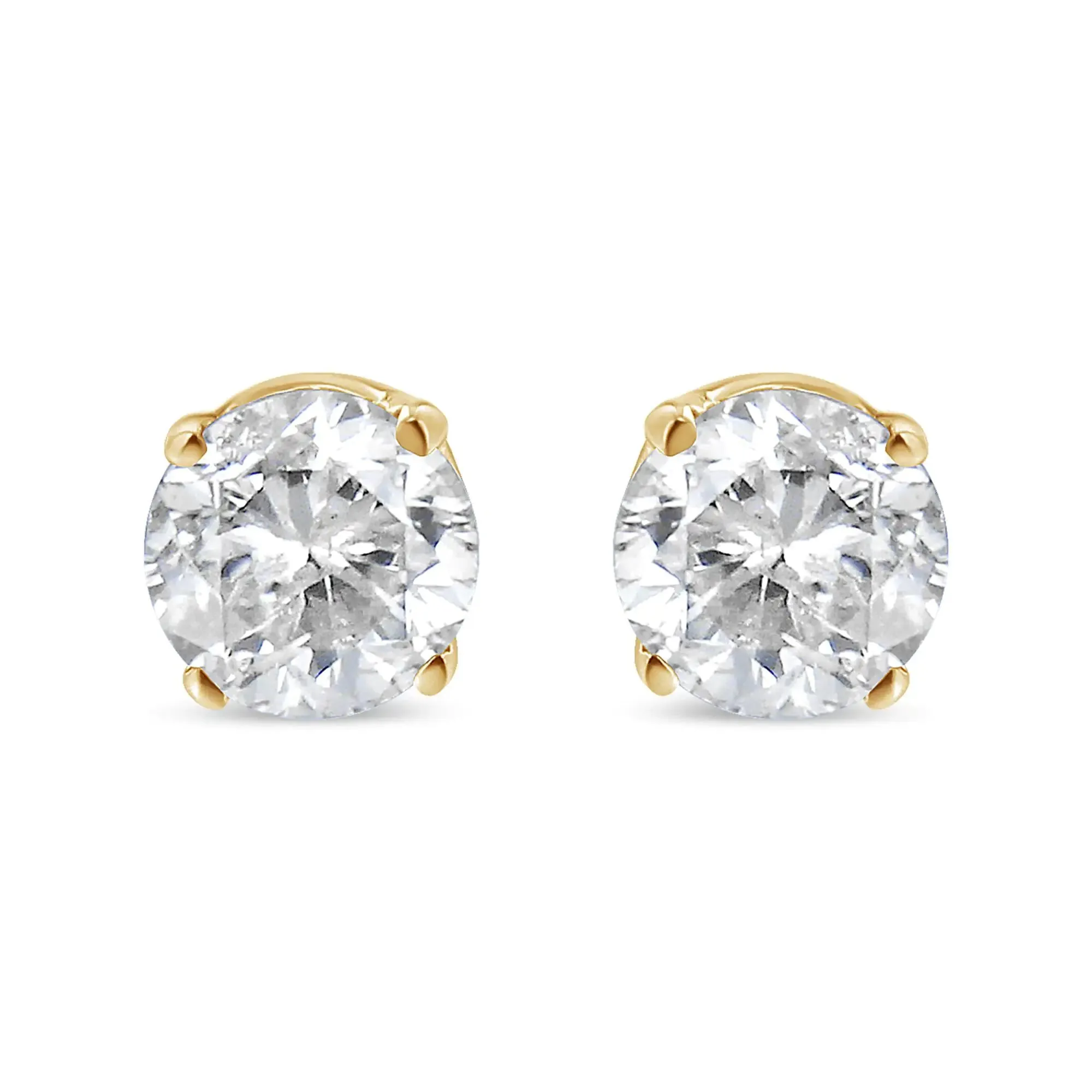 10K Yellow Gold 1/3 Cttw Round Brilliant-Cut Diamond Classic 4-Prong Stud Earrings (K-L Color, I1-I2 Clarity)