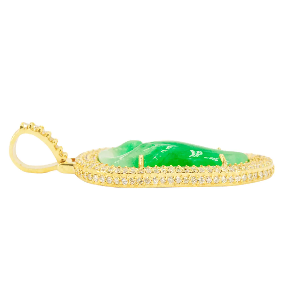 10k Yellow Gold 2.85ctw Carved Jade Pendant