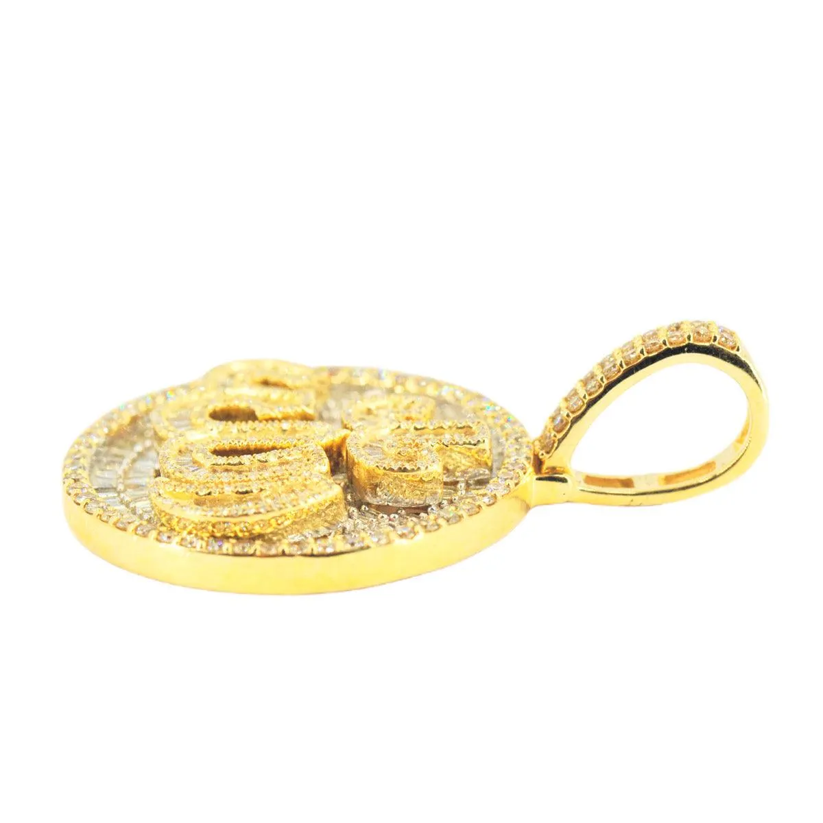 10k Yellow Gold 3.15ctw Round and Baguette Diamond Allah Pendant