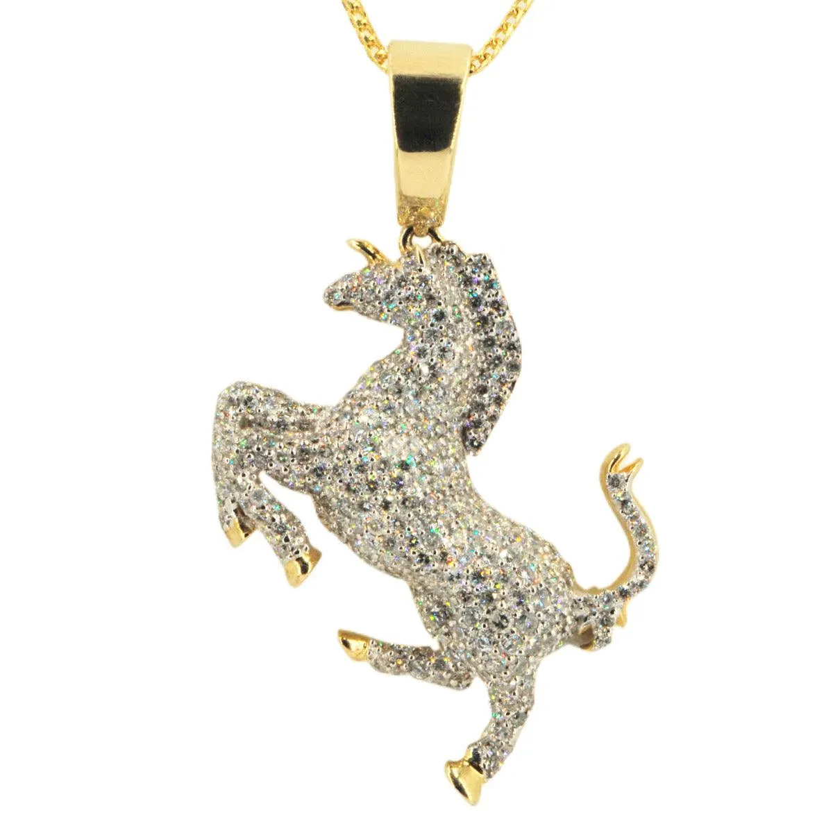 10k Yellow Gold 4.56ctw Majestic Prancing Horse Pendant