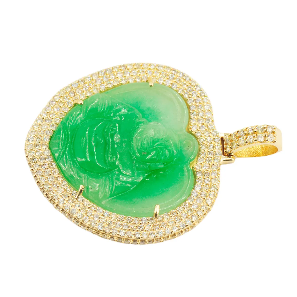 10k Yellow Gold 4.70ctw Diamond Jade Heart Buddha