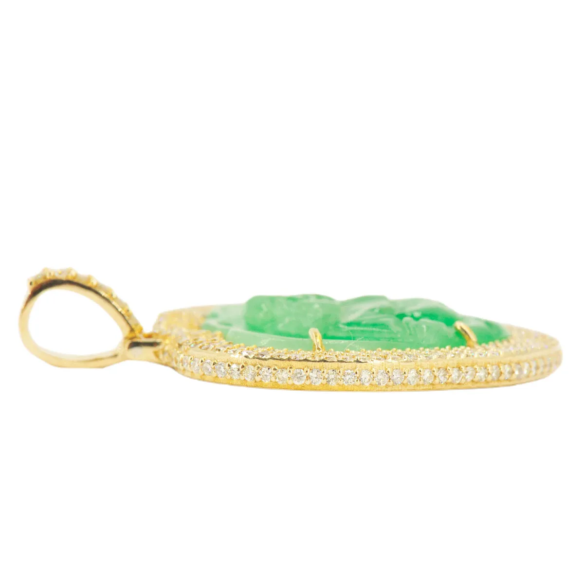 10k Yellow Gold 4.70ctw Diamond Jade Heart Buddha